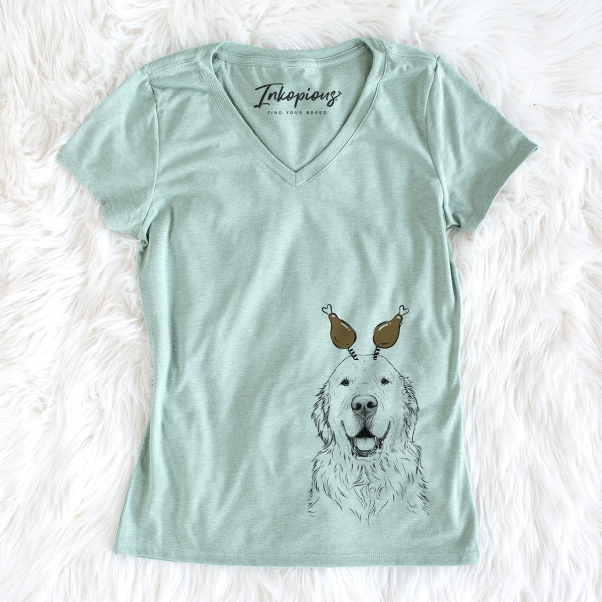 Thanksgiving Maximus the Golden Retriever - Women&#39;s Perfect V-neck Shirt