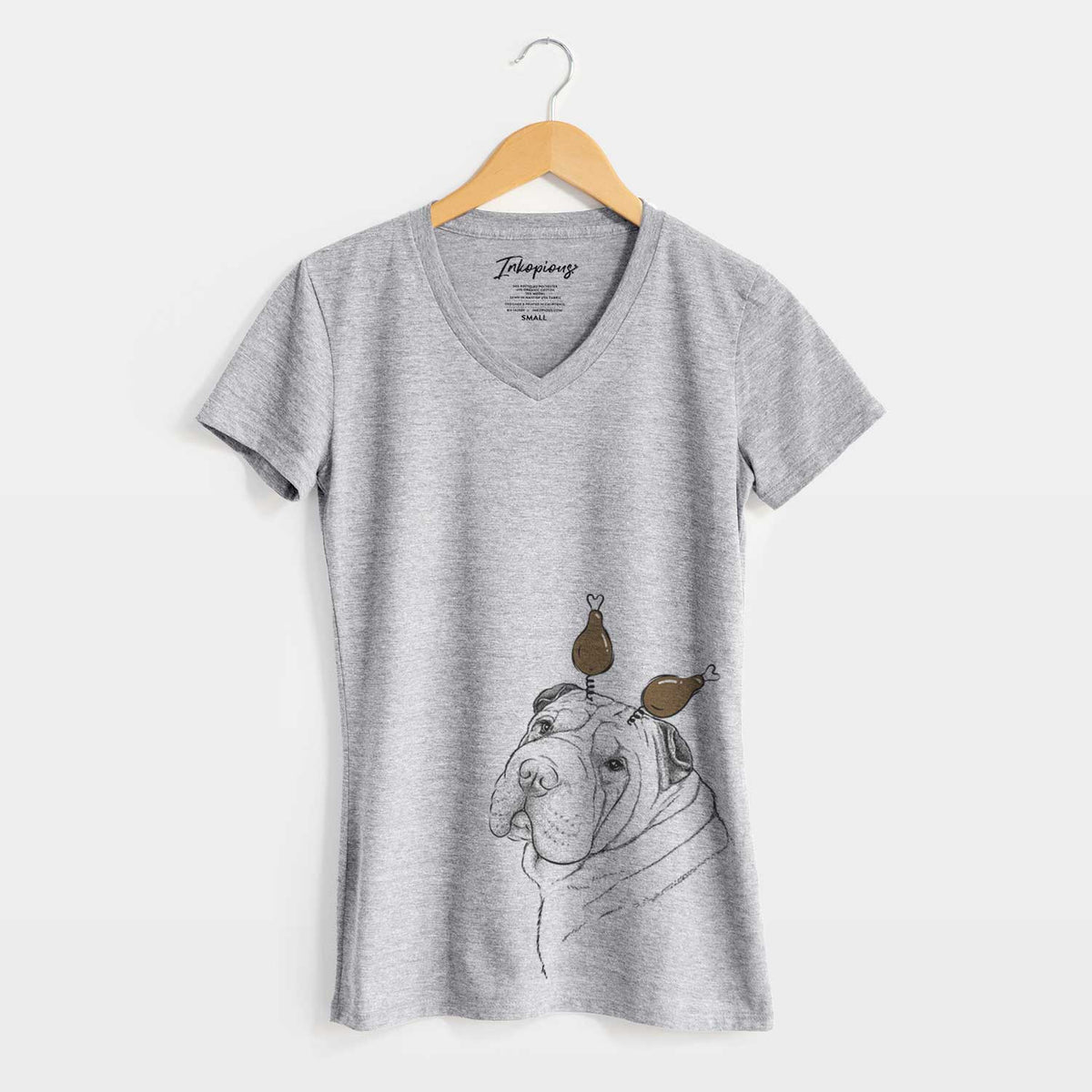 Thanksgiving Maximus the Shar Pei - Women's V-neck Shirt