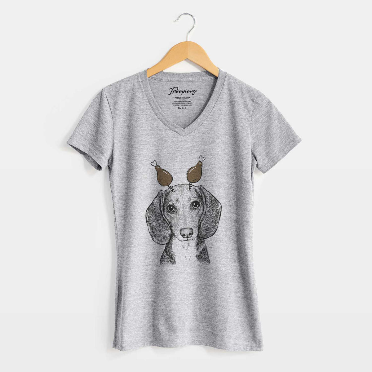 Thanksgiving Mayor Andy the Beagle - Women's V-neck Shirt
