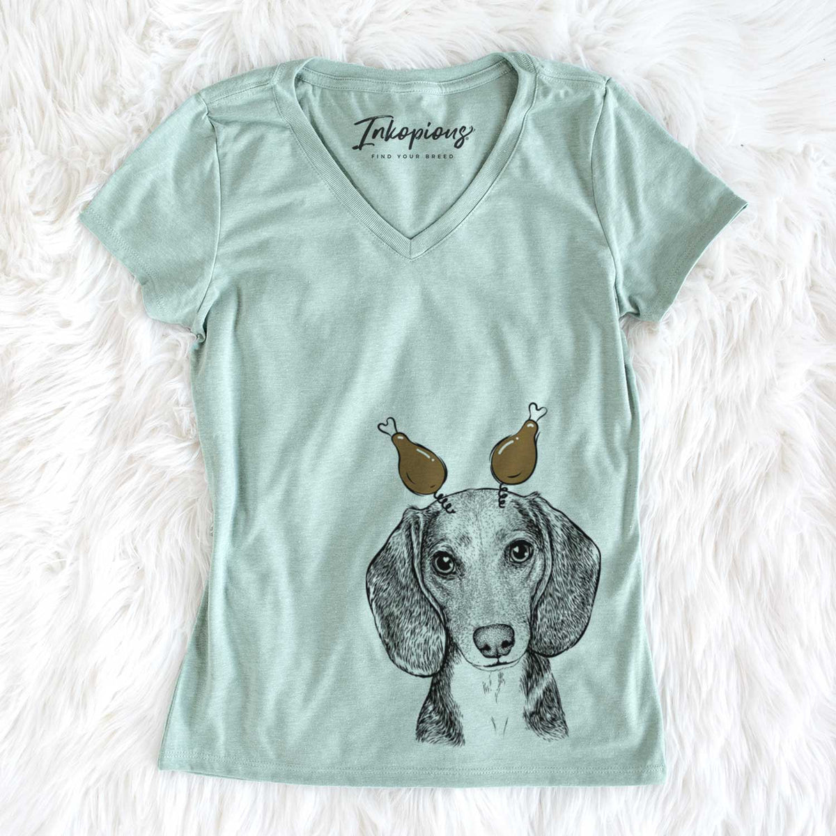 Thanksgiving Mayor Andy the Beagle - Women&#39;s V-neck Shirt