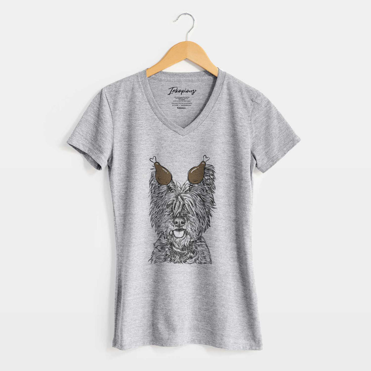 Thanksgiving McDuff the Cairn Terrier - Women's V-neck Shirt