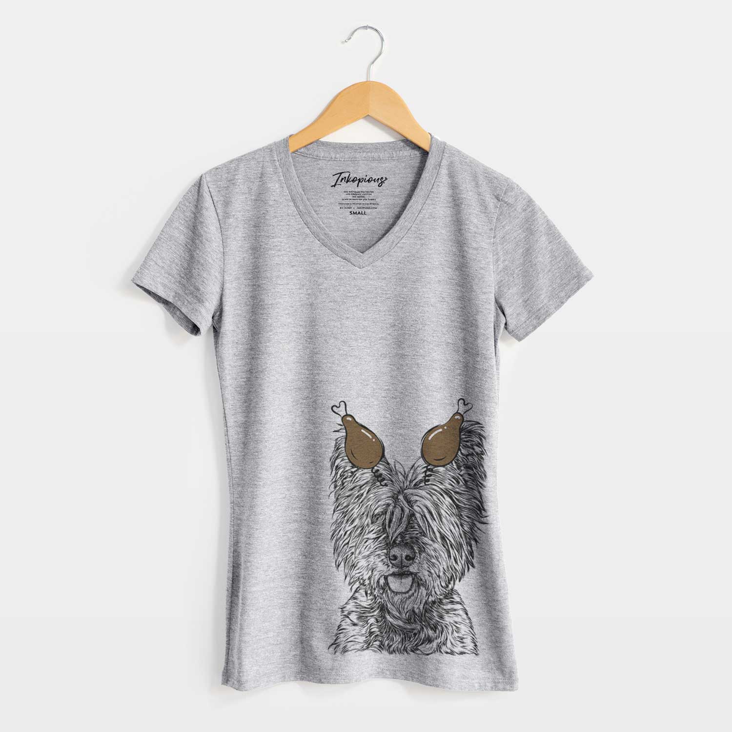 Thanksgiving McDuff the Cairn Terrier - Women's V-neck Shirt