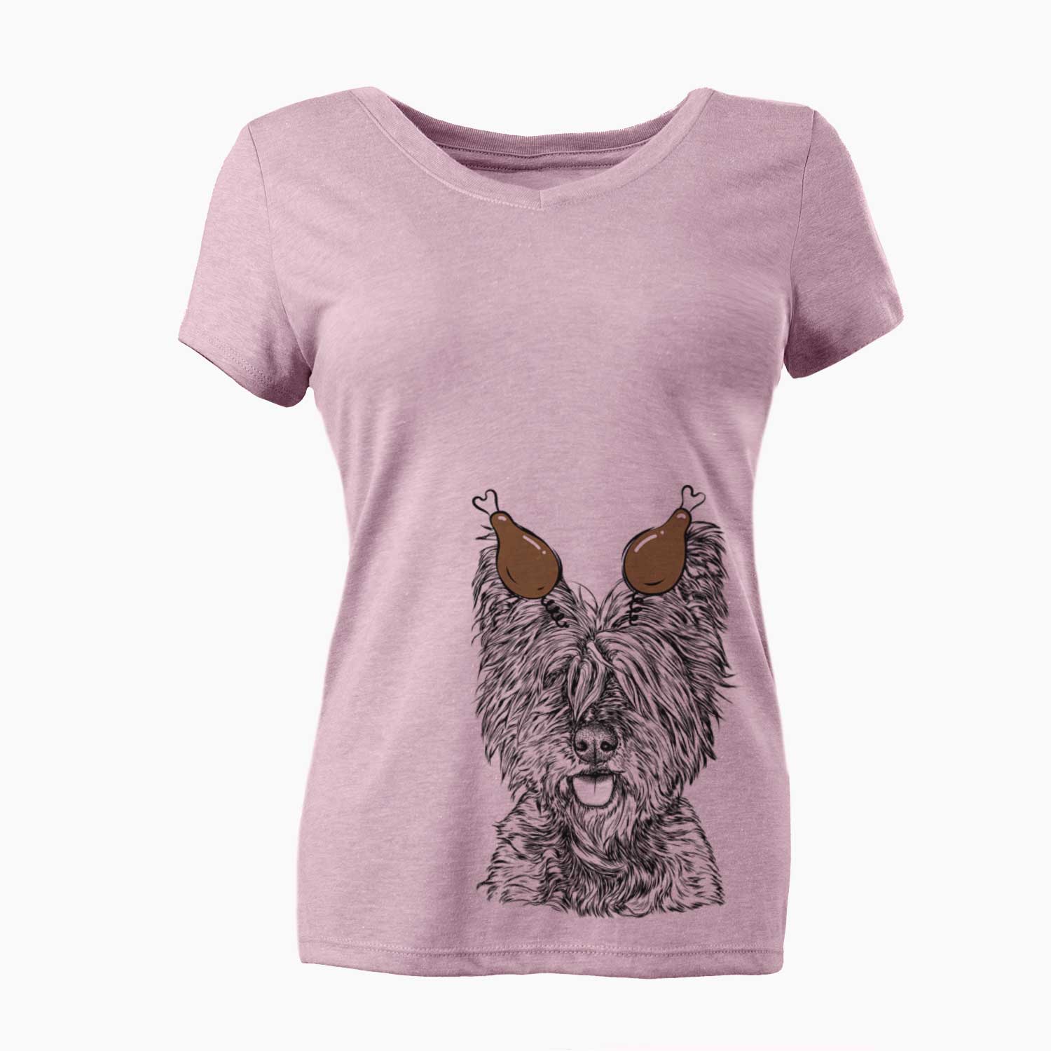 Thanksgiving McDuff the Cairn Terrier - Women's V-neck Shirt