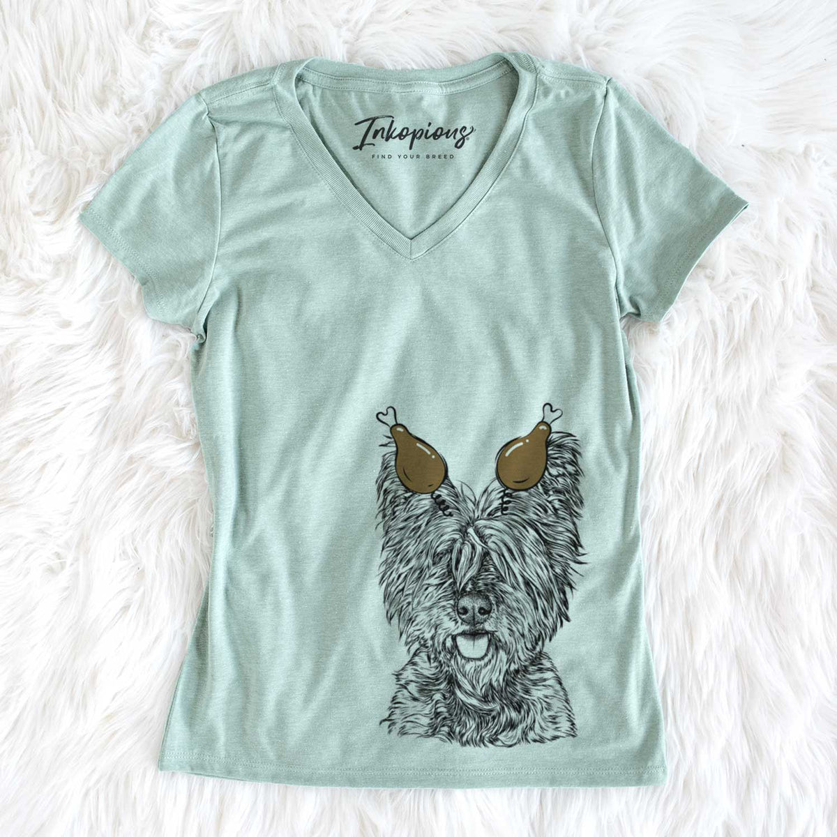 Thanksgiving McDuff the Cairn Terrier - Women's V-neck Shirt