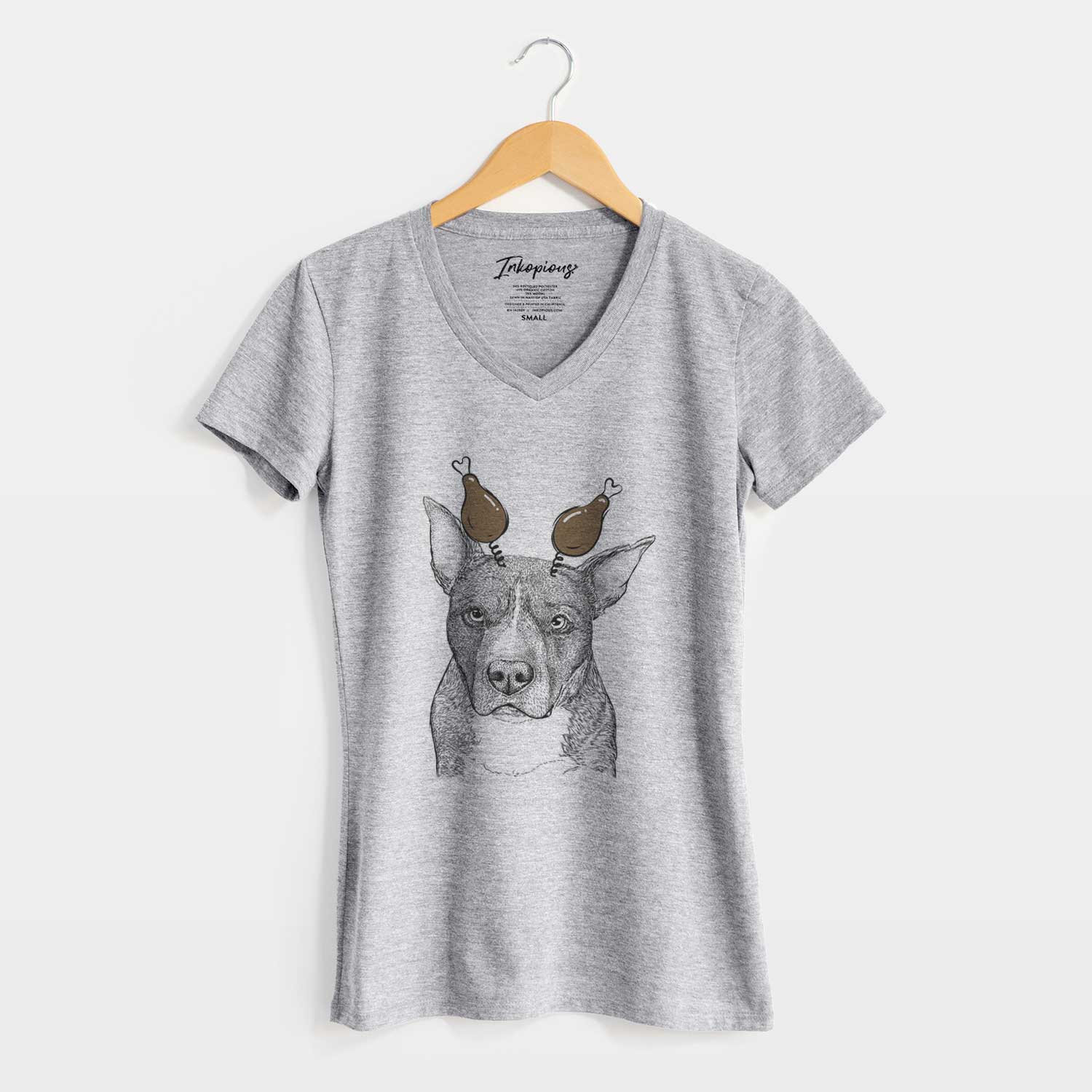 Thanksgiving Mercy the Pitbull - Women's V-neck Shirt