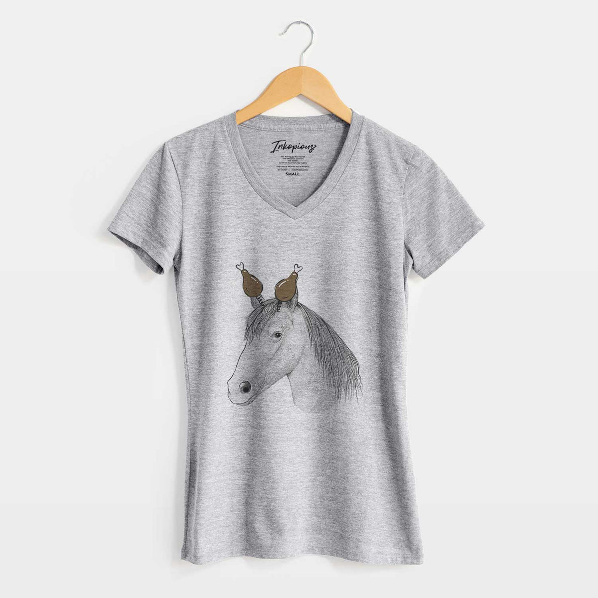 Thanksgiving Midnight the Missouri Foxtrotter Horse - Women's V-neck Shirt