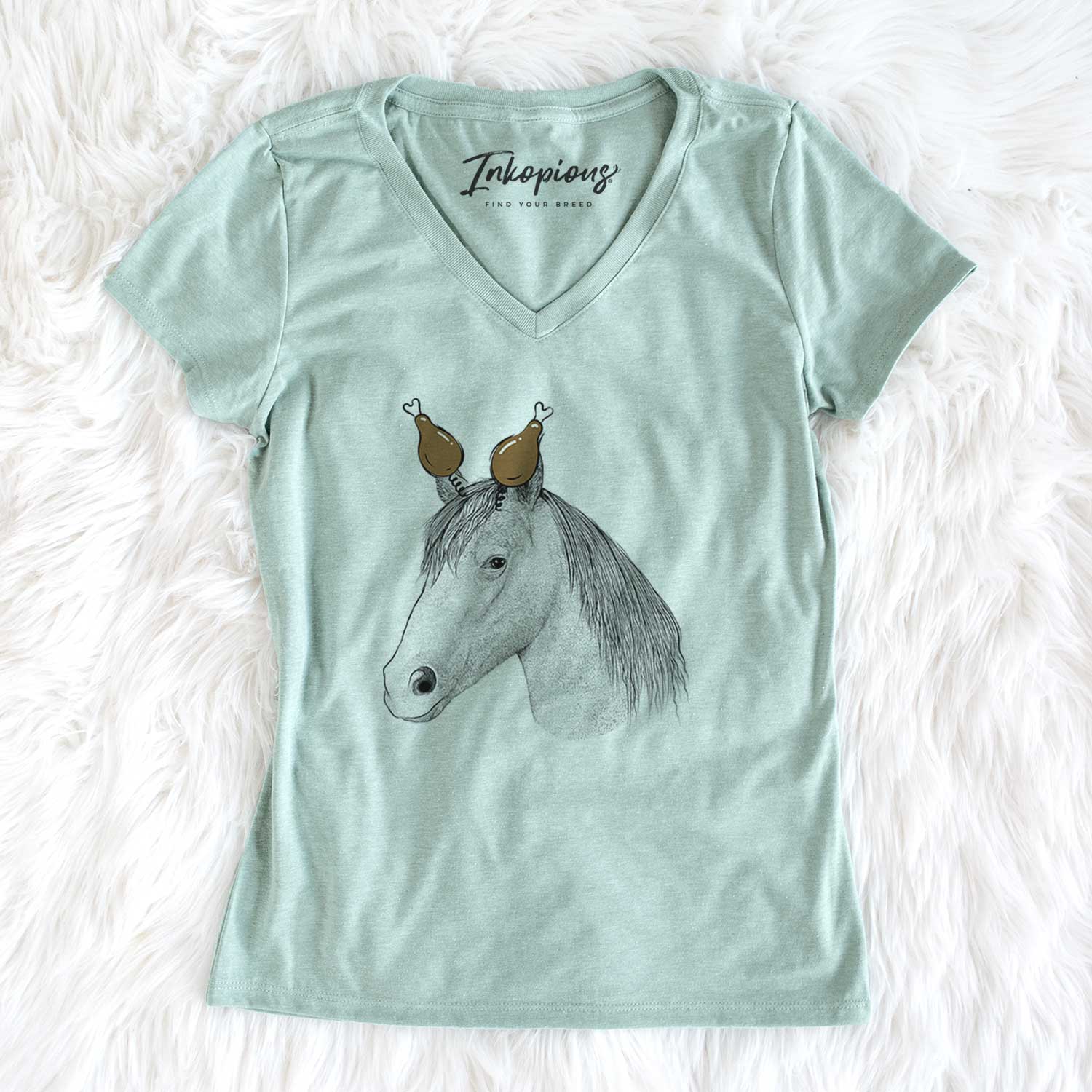 Thanksgiving Midnight the Missouri Foxtrotter Horse - Women's V-neck Shirt