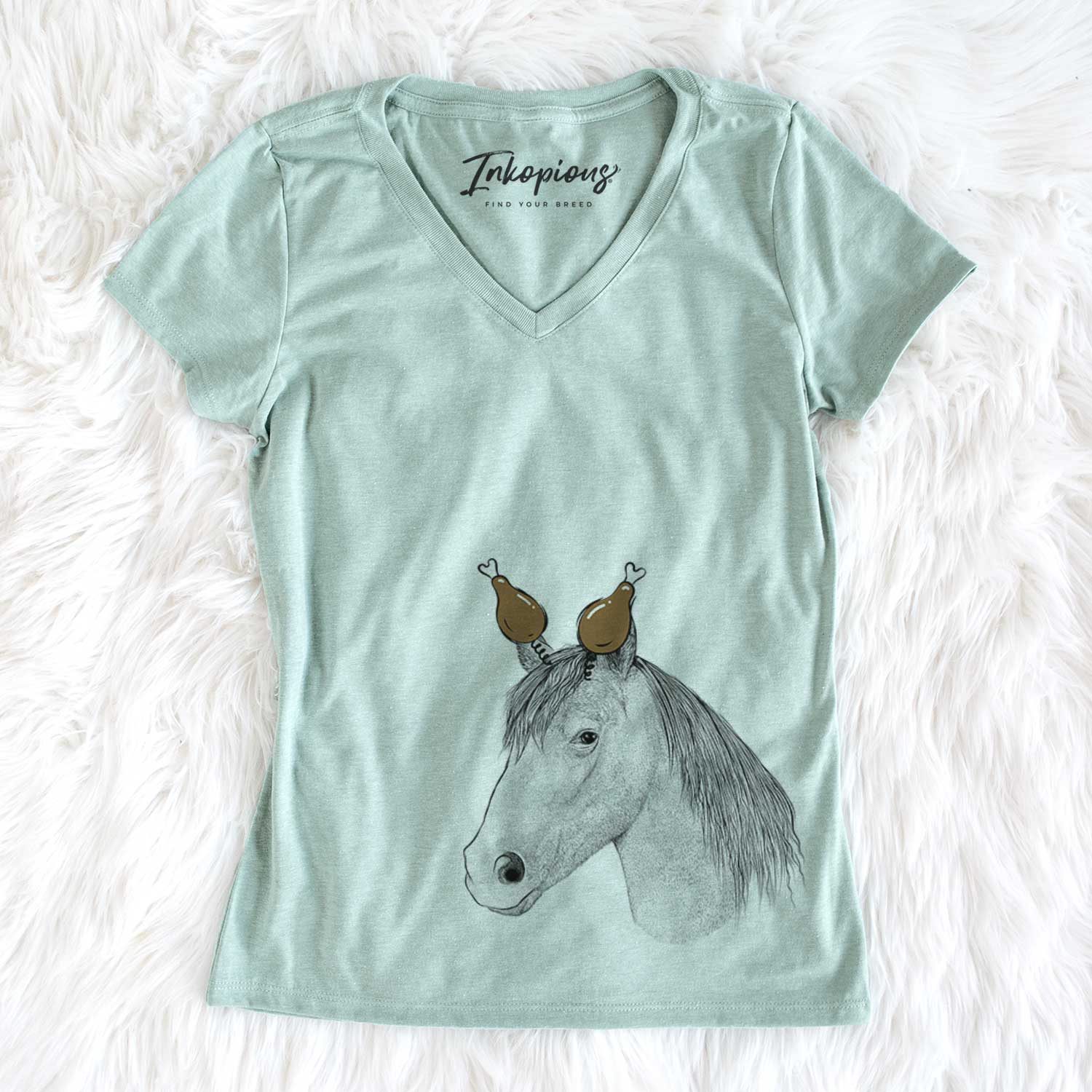 Thanksgiving Midnight the Missouri Foxtrotter Horse - Women's V-neck Shirt