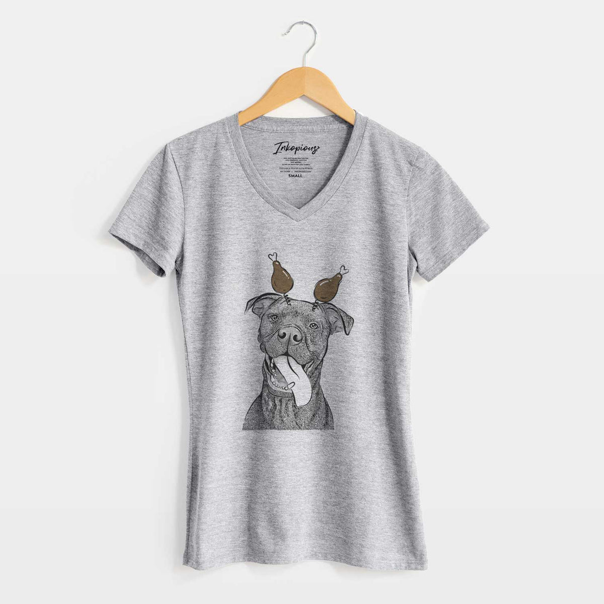 Thanksgiving Mikey the Boxador - Women's V-neck Shirt