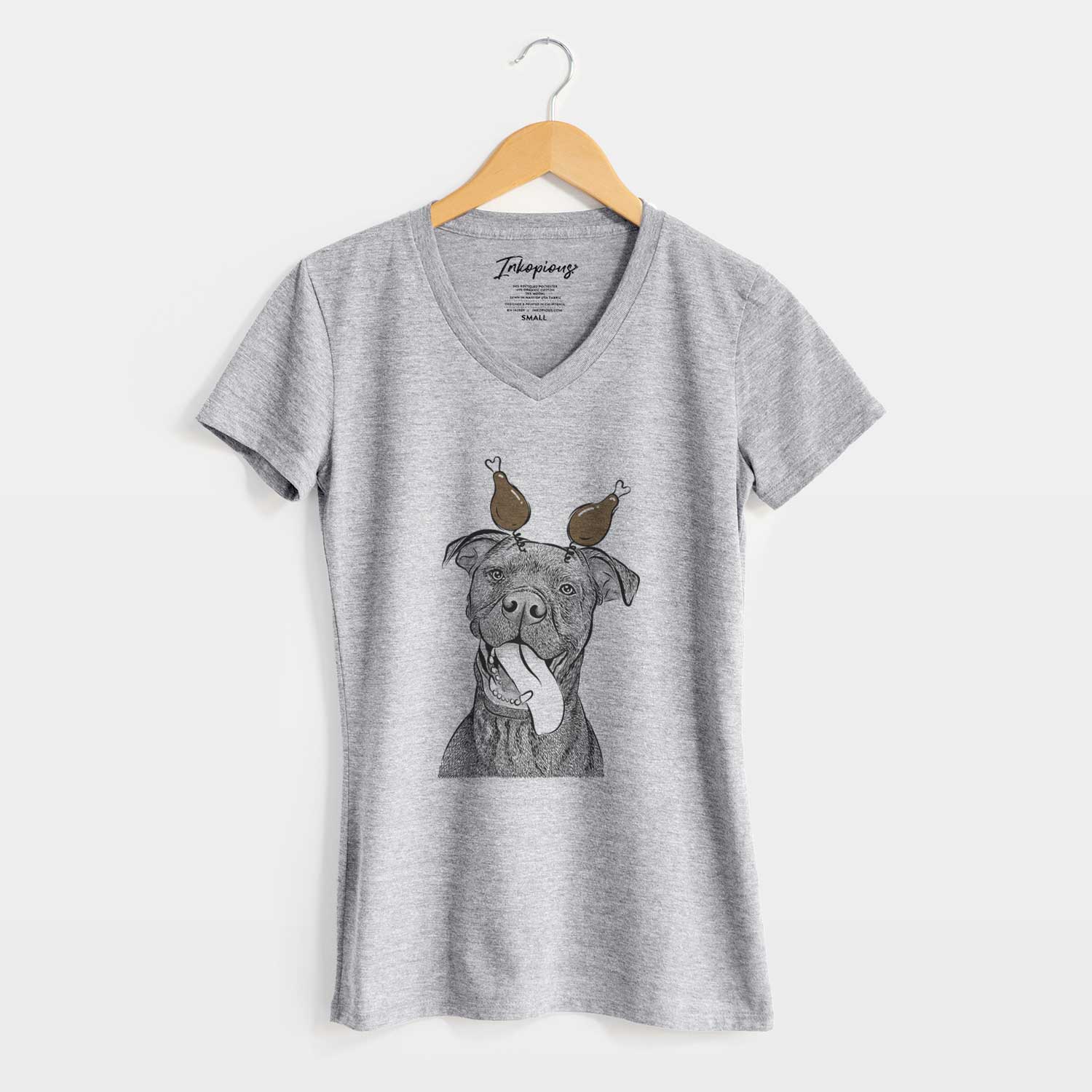 Thanksgiving Mikey the Boxador - Women's V-neck Shirt