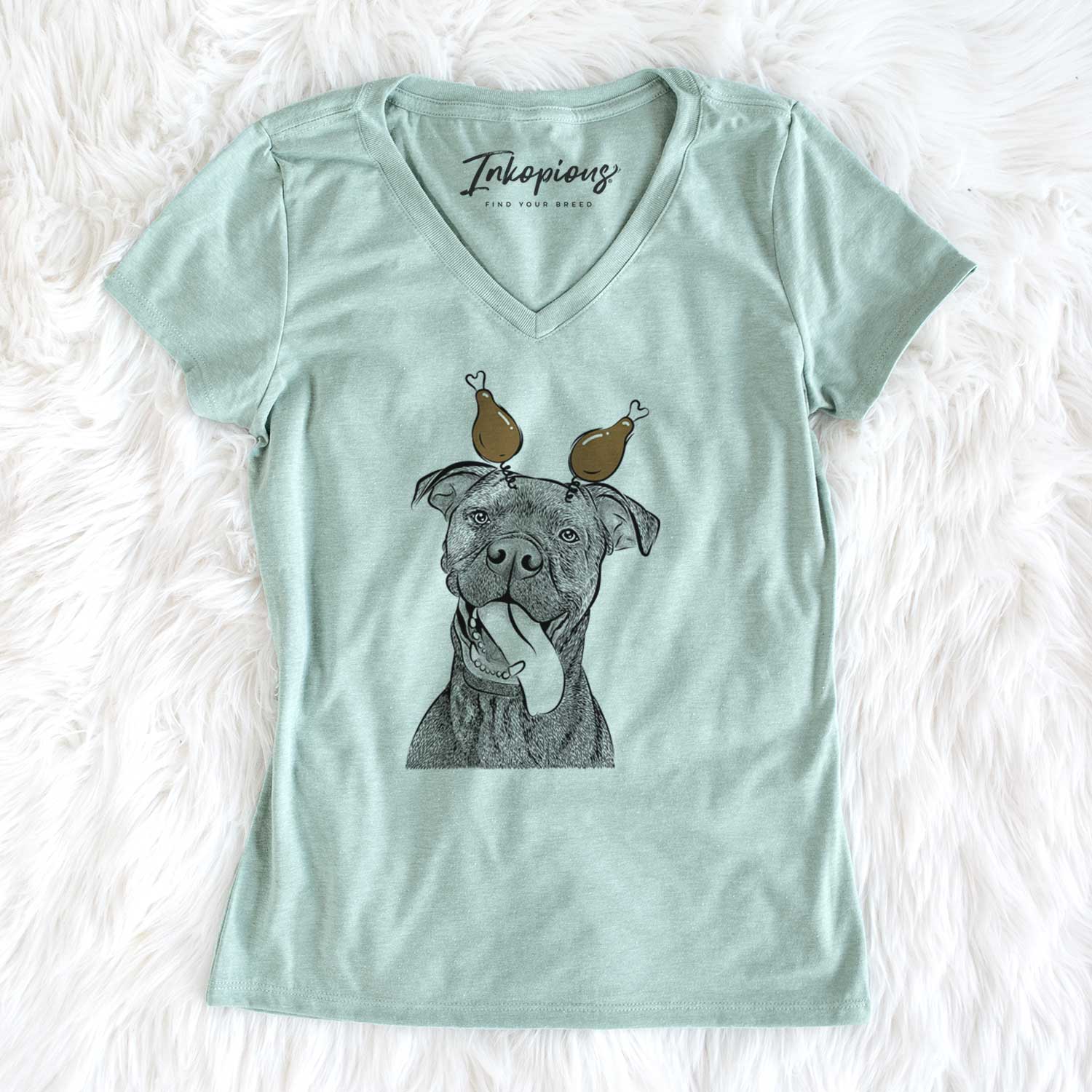 Thanksgiving Mikey the Boxador - Women's V-neck Shirt