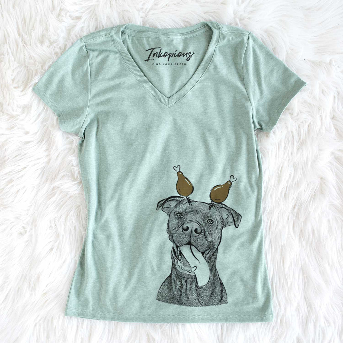 Thanksgiving Mikey the Boxador - Women&#39;s V-neck Shirt