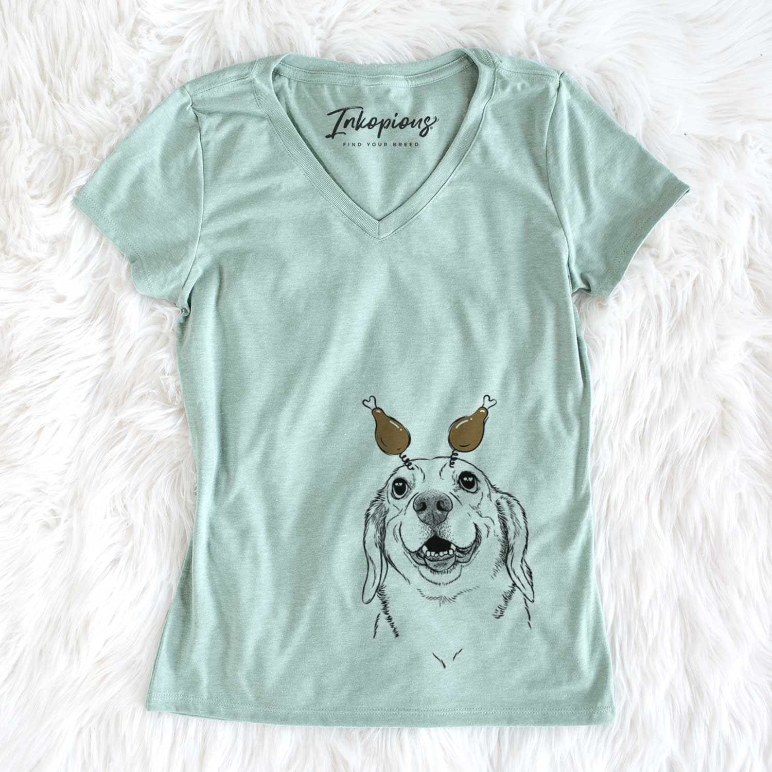 Thanksgiving Minnie the Corgle - Women's V-neck Shirt