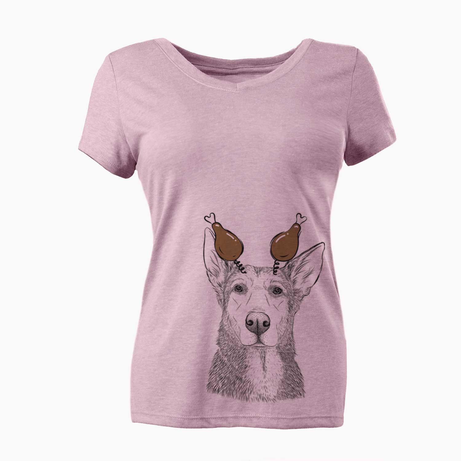 Thanksgiving Misty the German Shepherd Mix - Women's V-neck Shirt