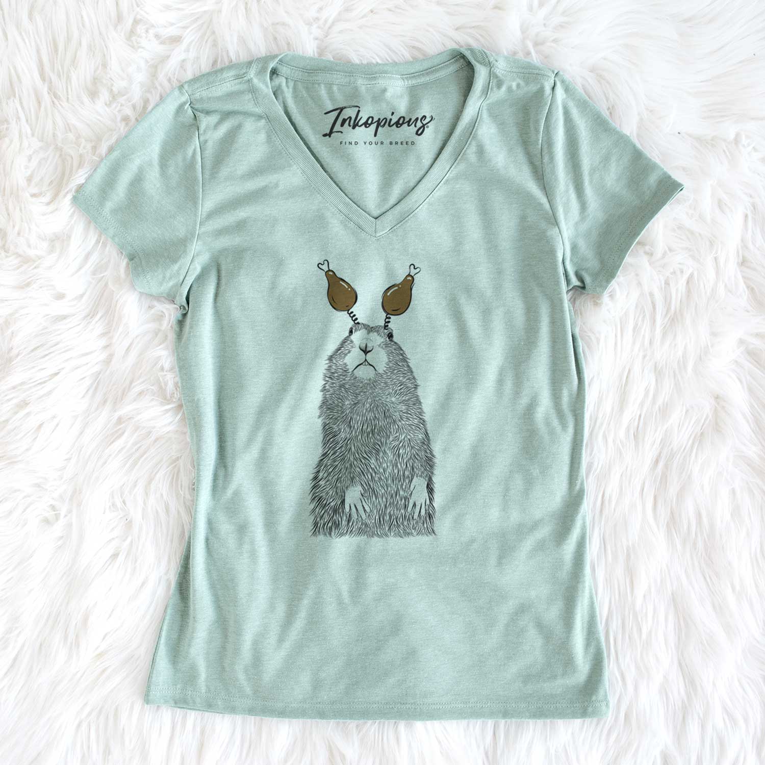 Thanksgiving Mr. Otis the Prairie Dog - Women's V-neck Shirt