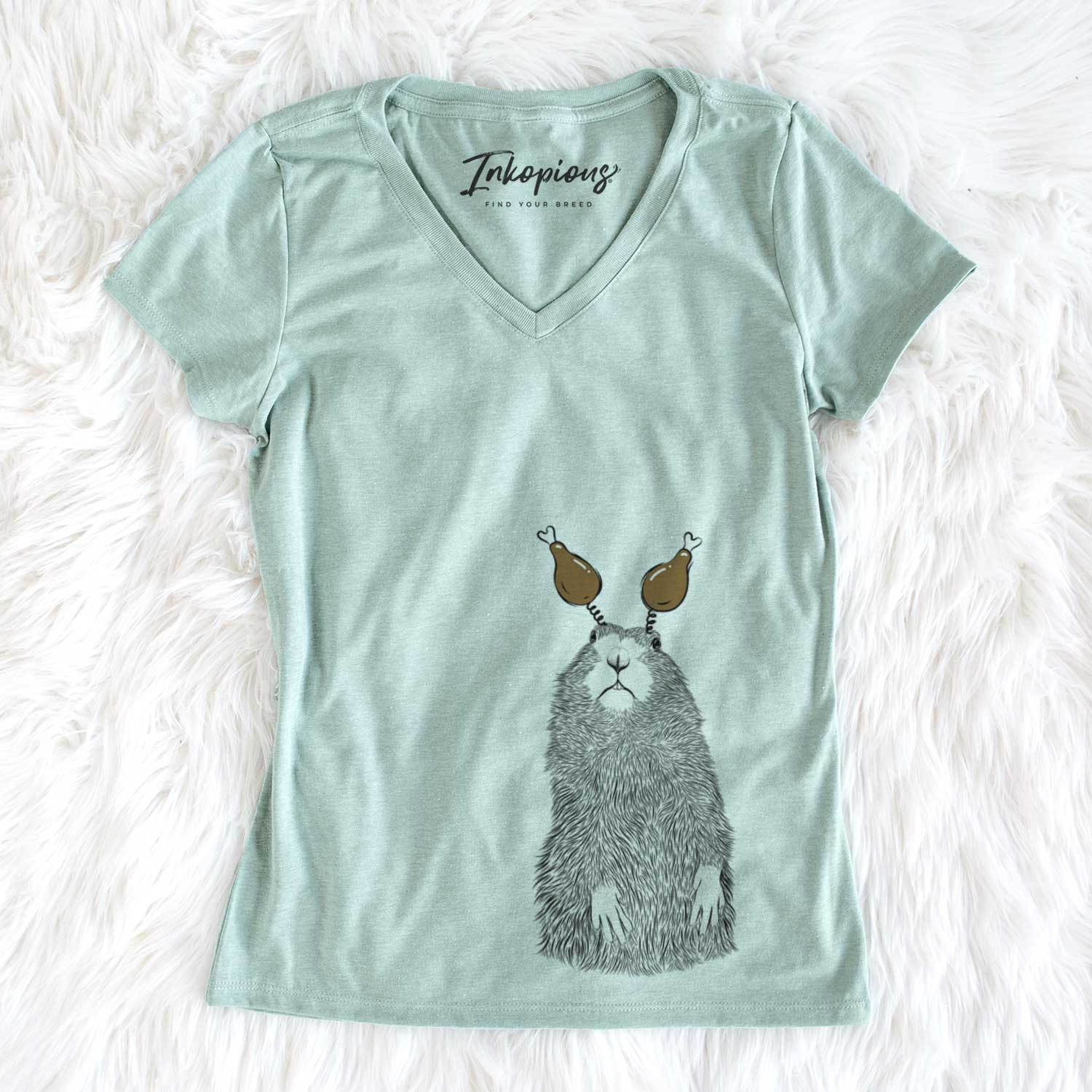 Thanksgiving Mr. Otis the Prairie Dog - Women's V-neck Shirt