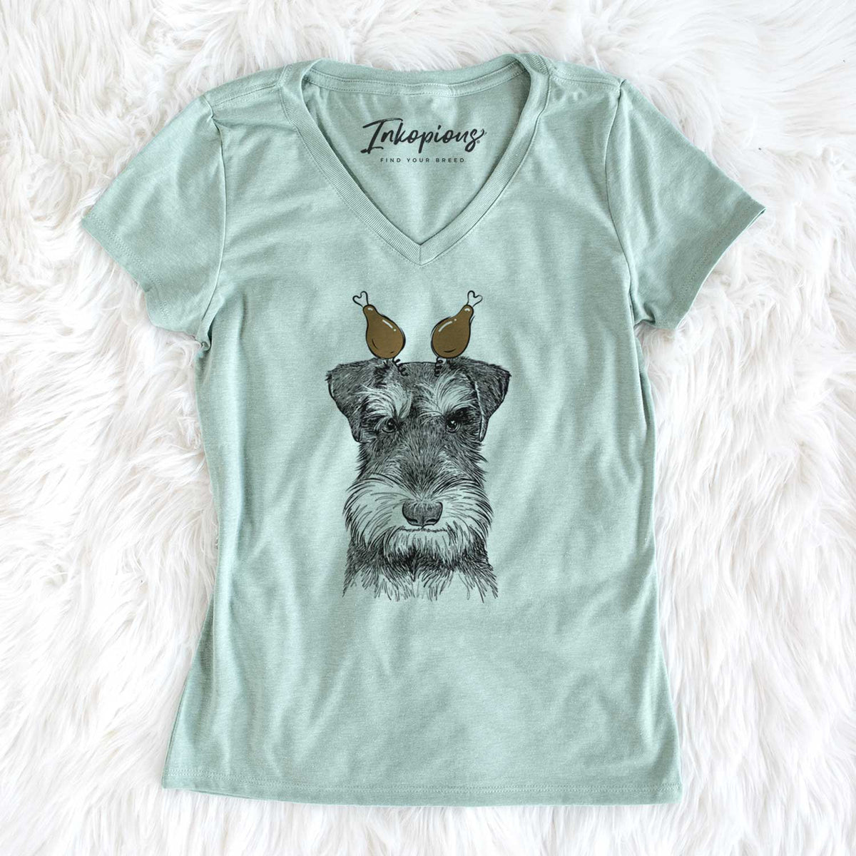 Thanksgiving Murphy the Mini Schnauzer - Women's V-neck Shirt