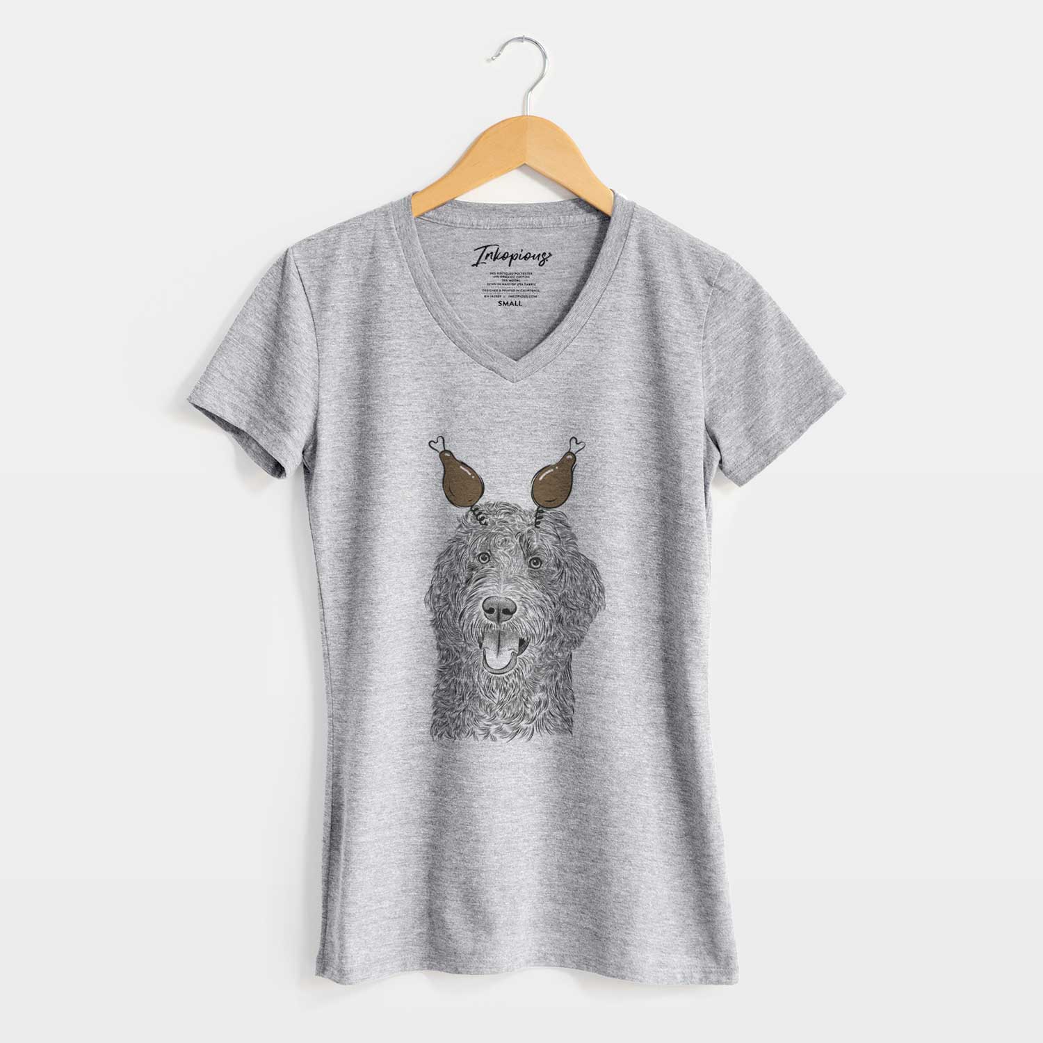 Thanksgiving Murr Dog the Labradoodle - Women's V-neck Shirt