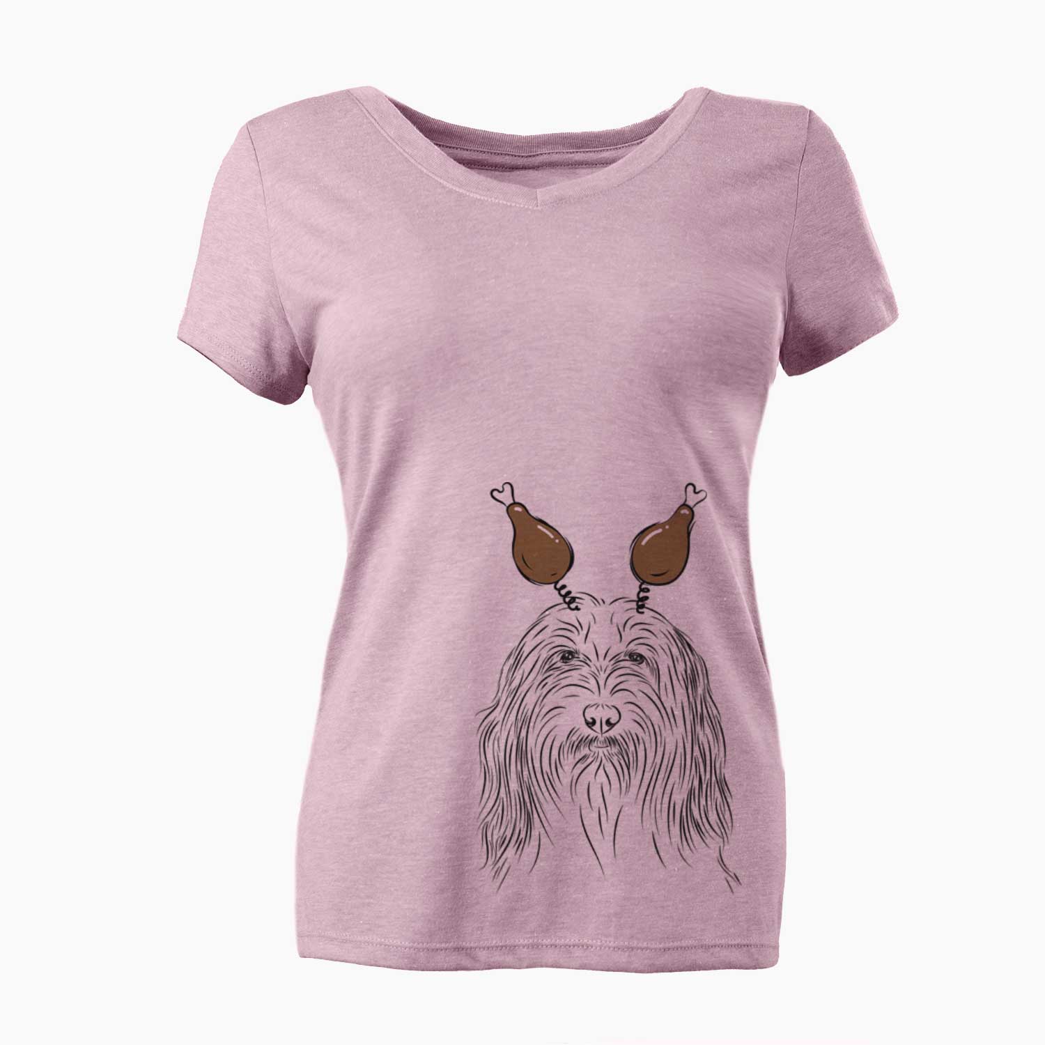 Thanksgiving Murray the Bearded Collie - Women's V-neck Shirt