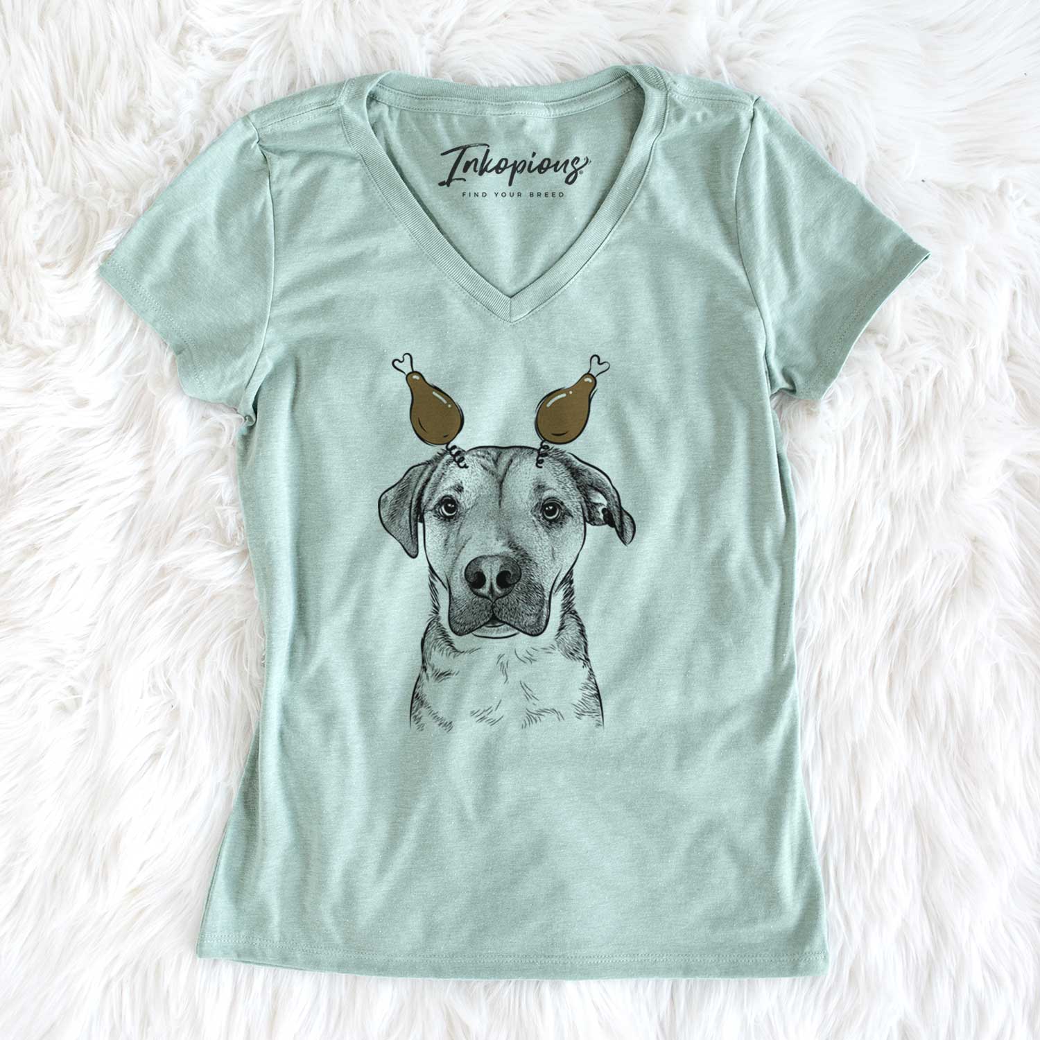 Thanksgiving Nemo the Mixed Breed - Women's V-neck Shirt
