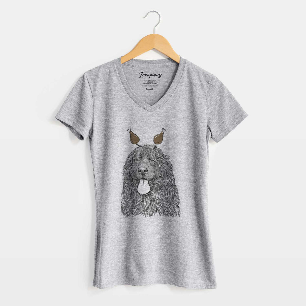 Thanksgiving Neptune the Newfoundland - Women's V-neck Shirt