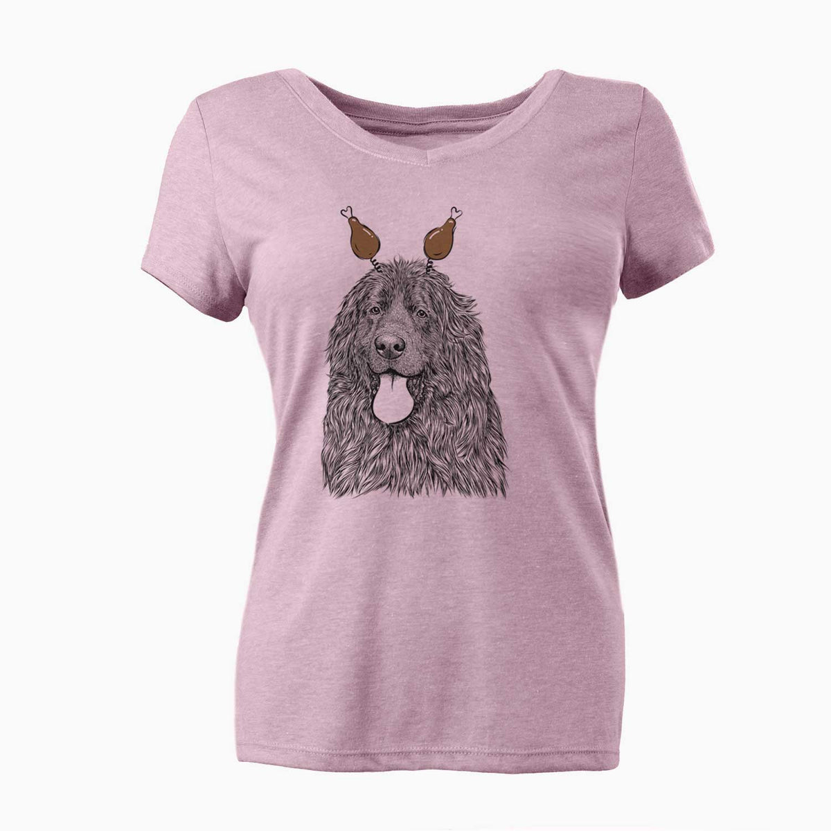 Thanksgiving Neptune the Newfoundland - Women's V-neck Shirt
