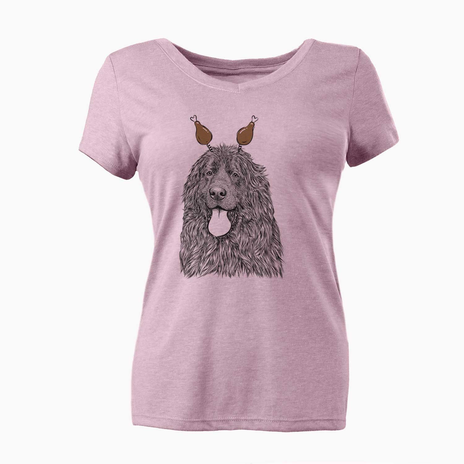 Thanksgiving Neptune the Newfoundland - Women's V-neck Shirt