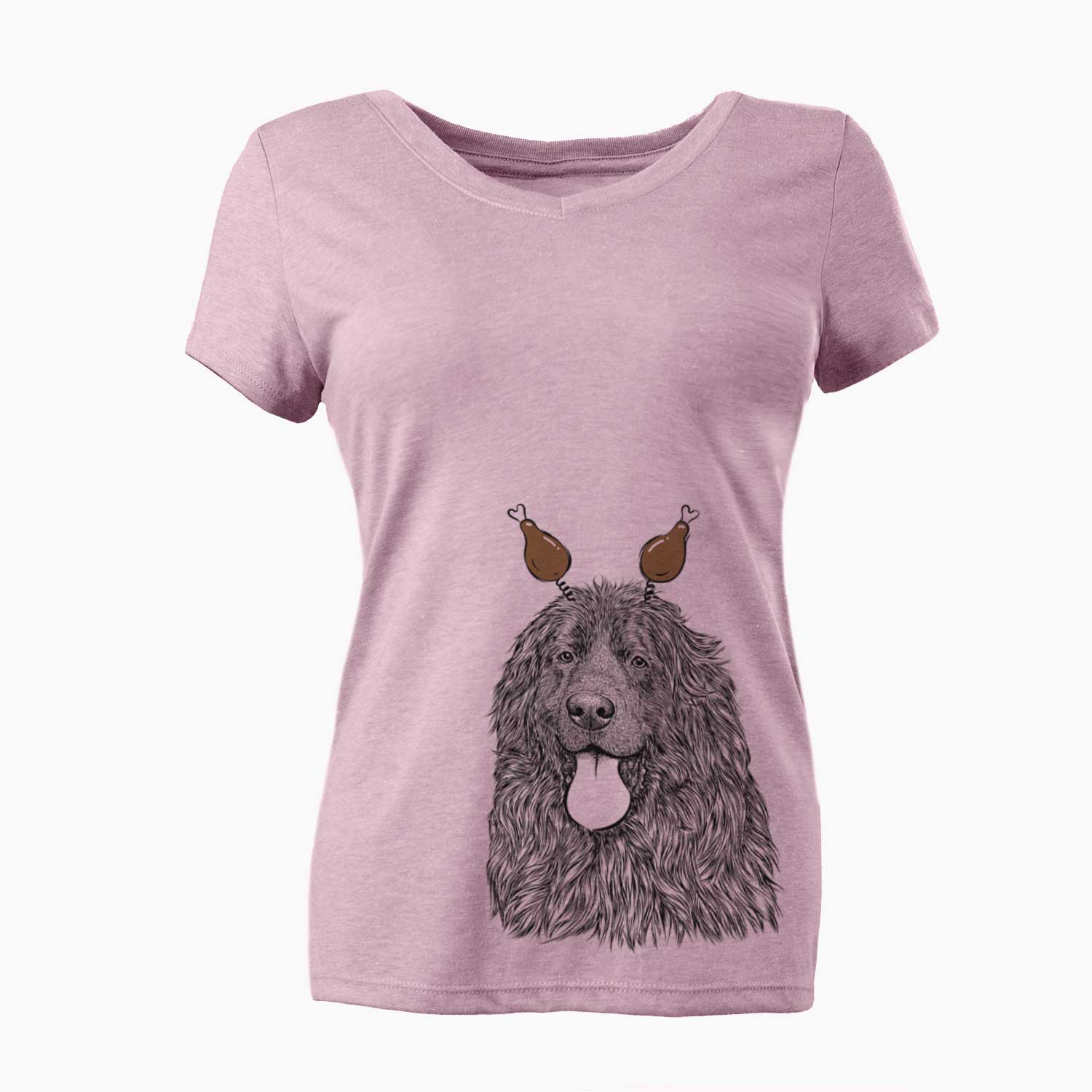 Thanksgiving Neptune the Newfoundland - Women's V-neck Shirt