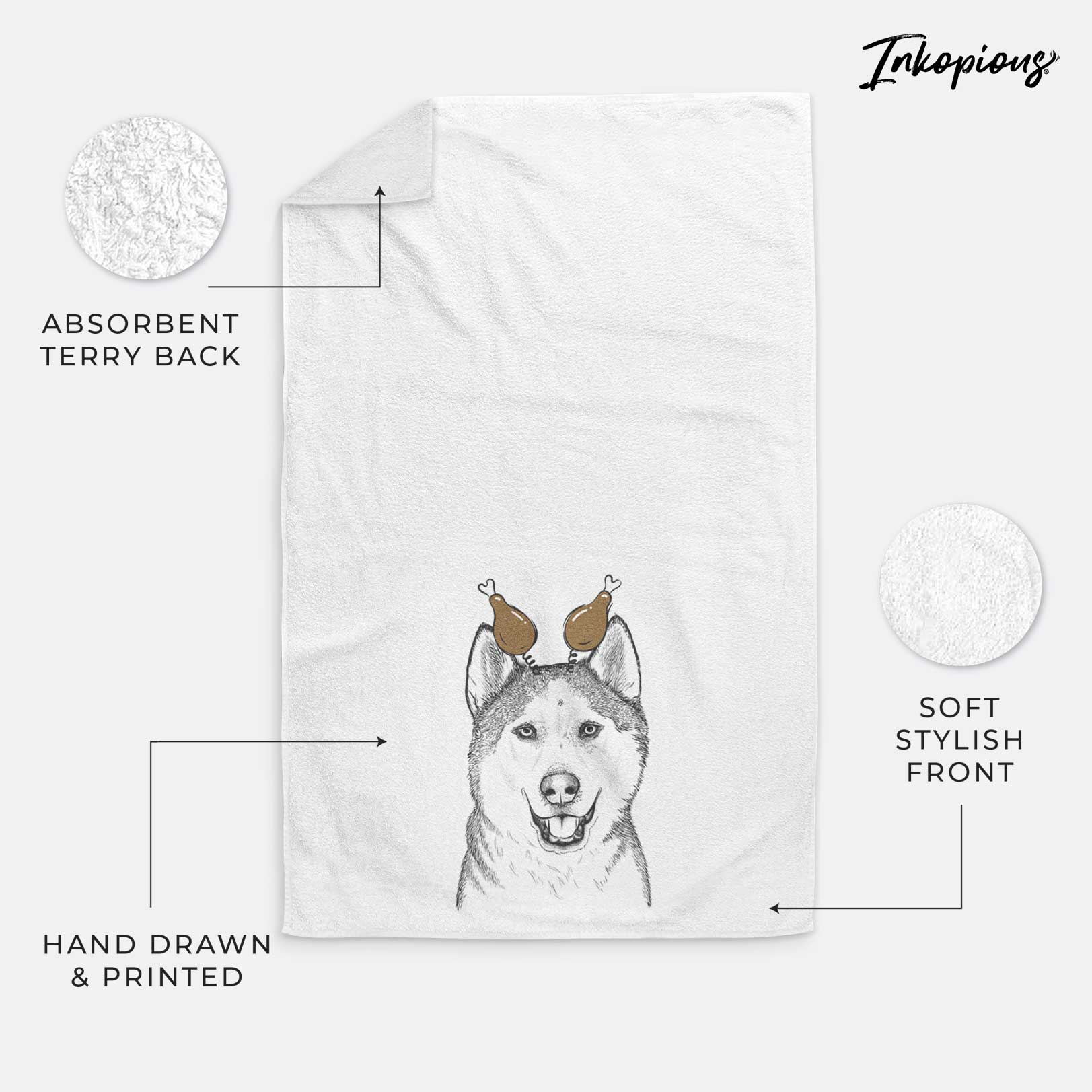 Nika the Siberian Husky Decorative Hand Towel