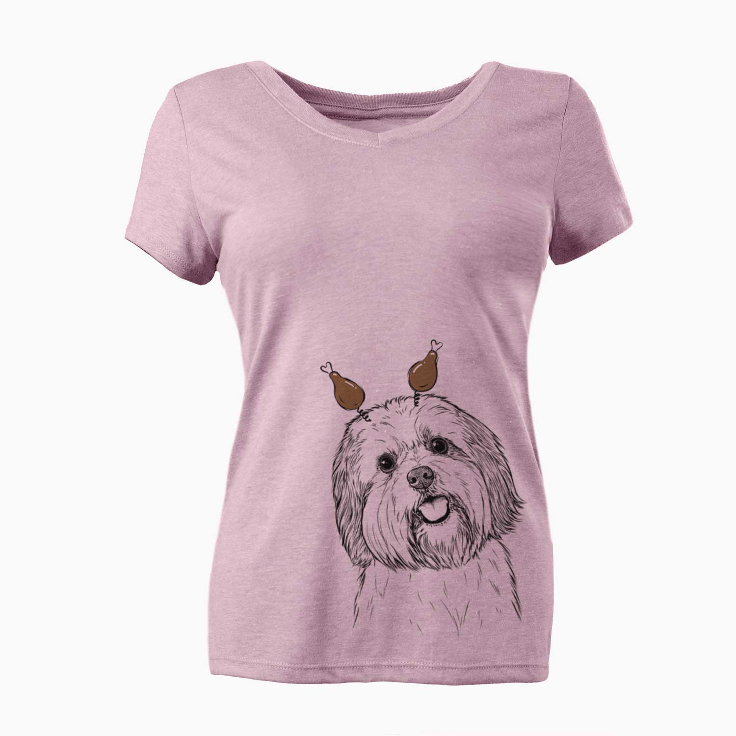 Thanksgiving Nikka the Lowchen - Women's V-neck Shirt