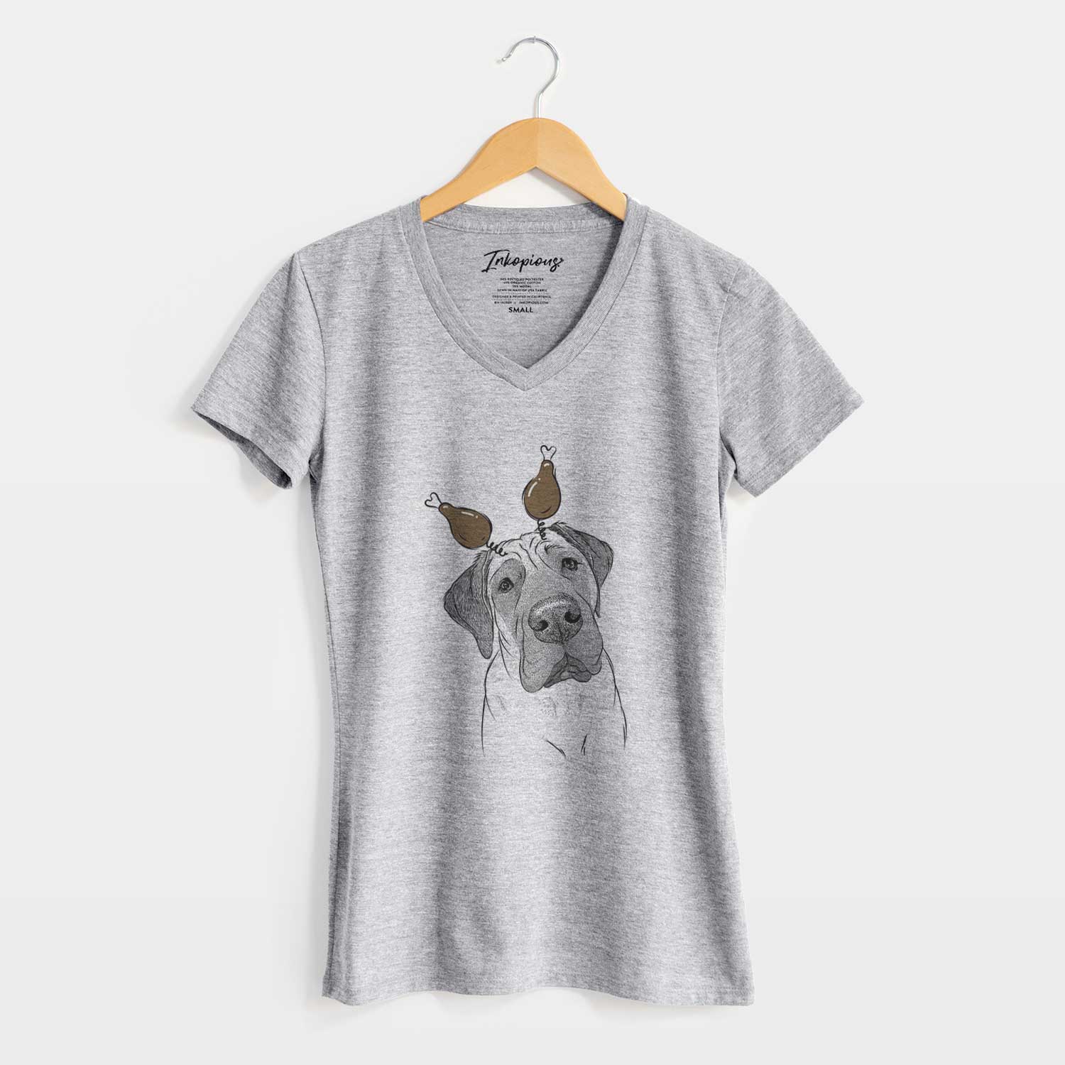 Thanksgiving Nutterbutter the English Mastiff - Women's V-neck Shirt