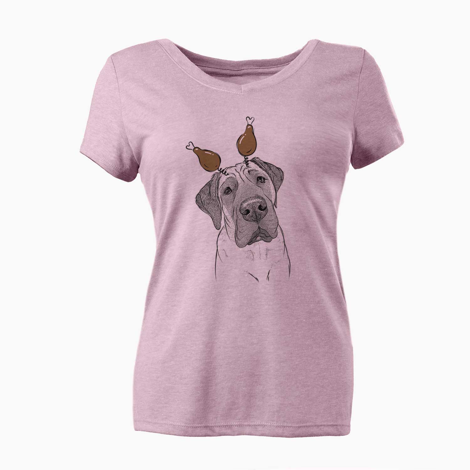 Thanksgiving Nutterbutter the English Mastiff - Women's V-neck Shirt