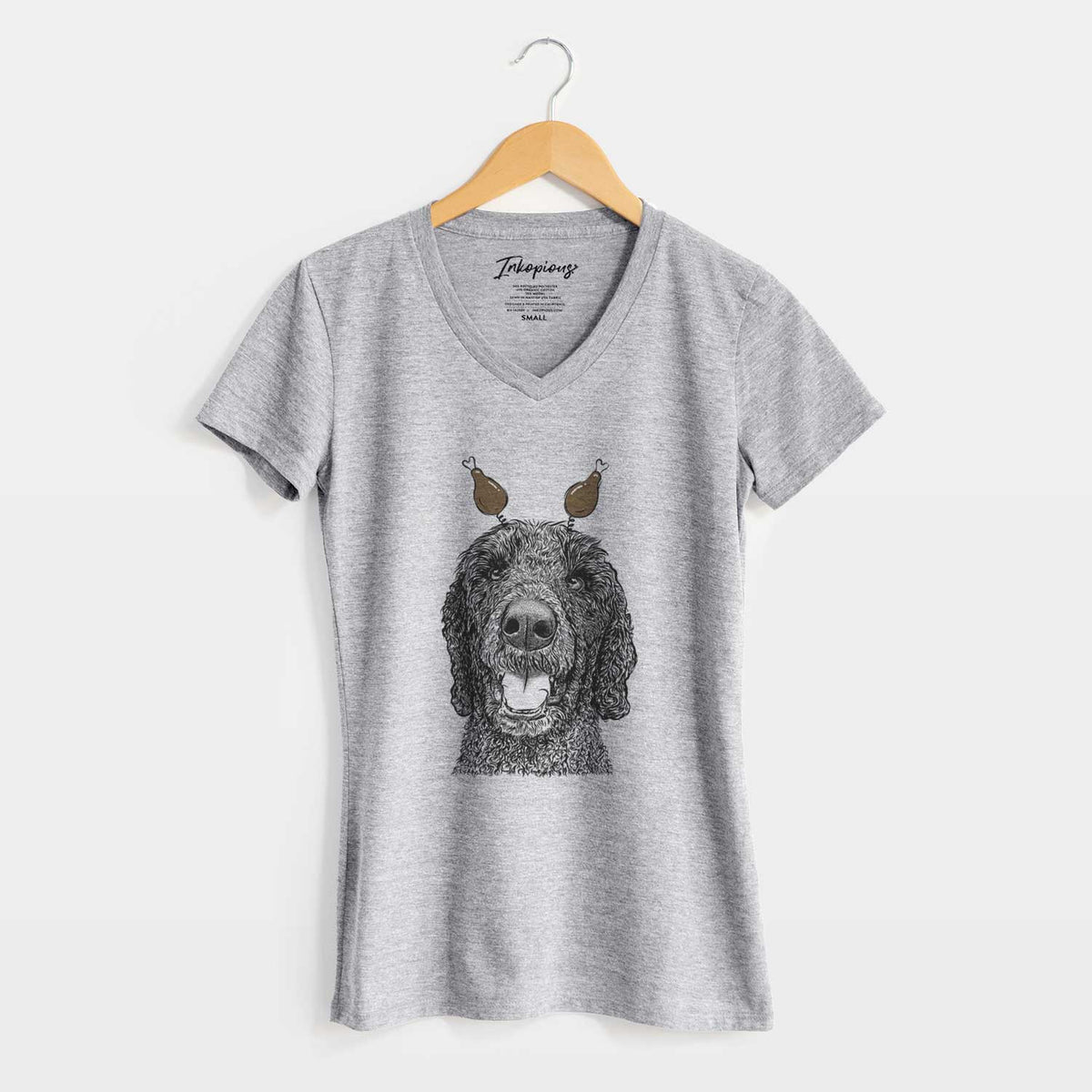 Thanksgiving Obi James the Goldendoodle - Women's V-neck Shirt
