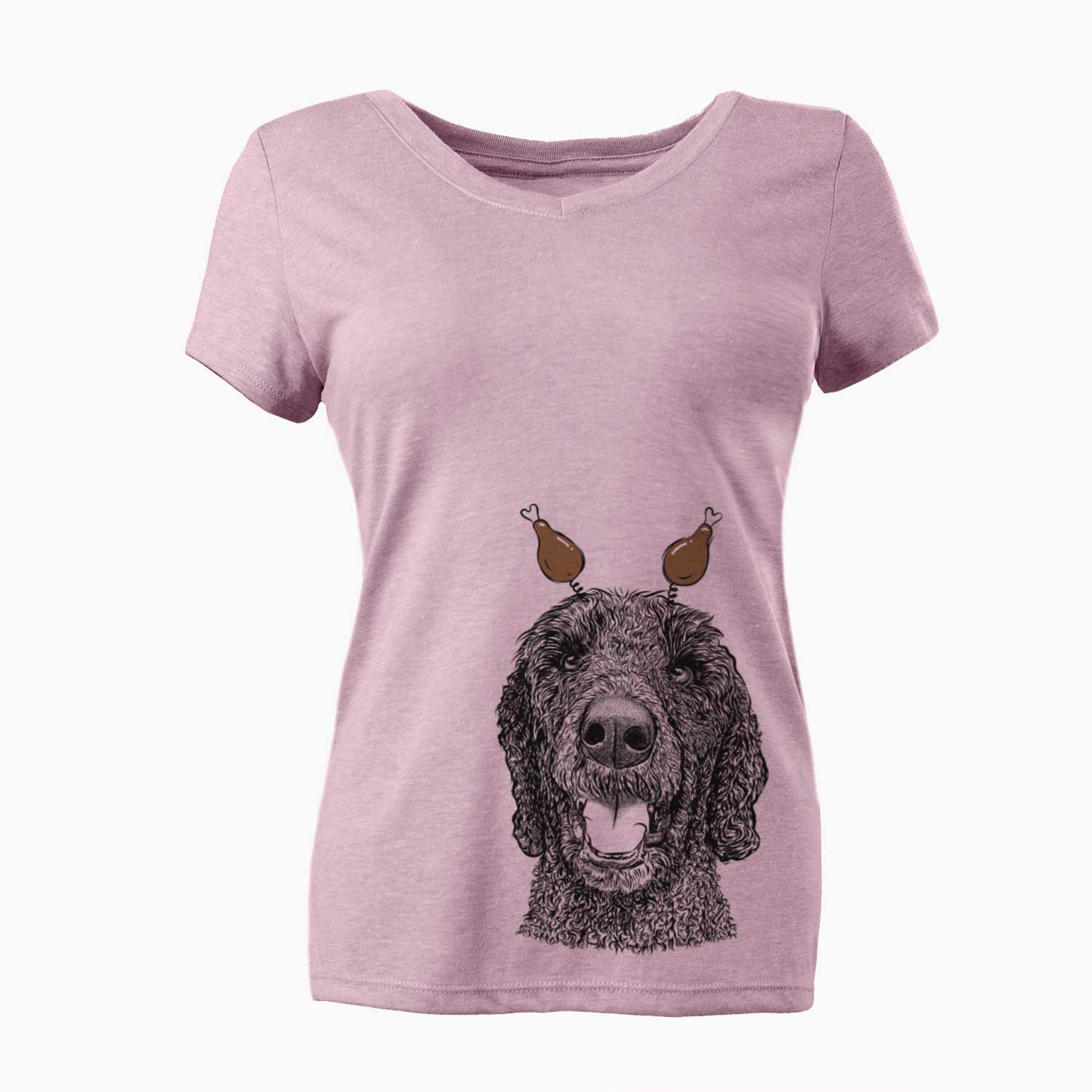 Thanksgiving Obi James the Goldendoodle - Women's V-neck Shirt