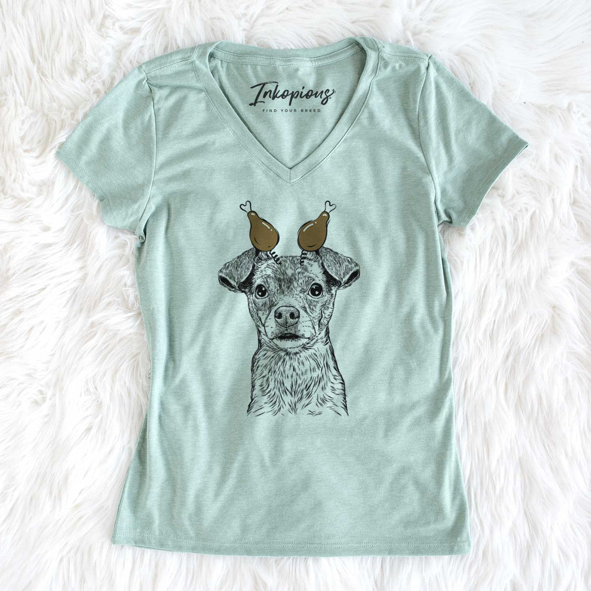 Thanksgiving Olive the Mixed Breed - Women's V-neck Shirt