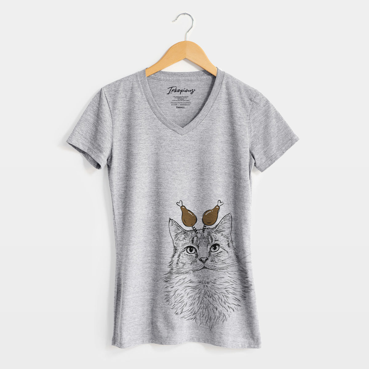 Thanksgiving Olive the Cat - Women's Perfect V-neck Shirt