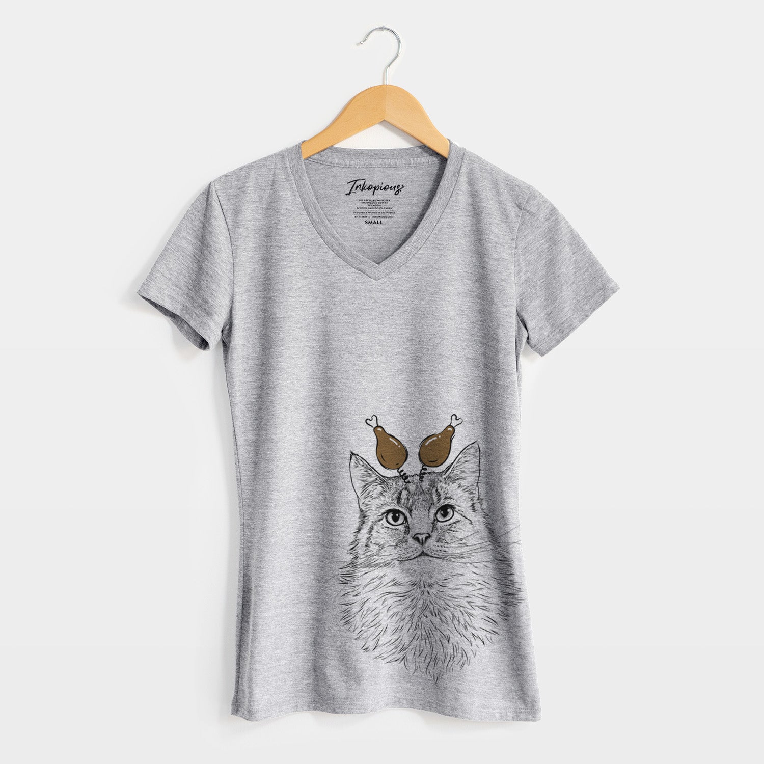 Thanksgiving Olive the Cat - Women's Perfect V-neck Shirt