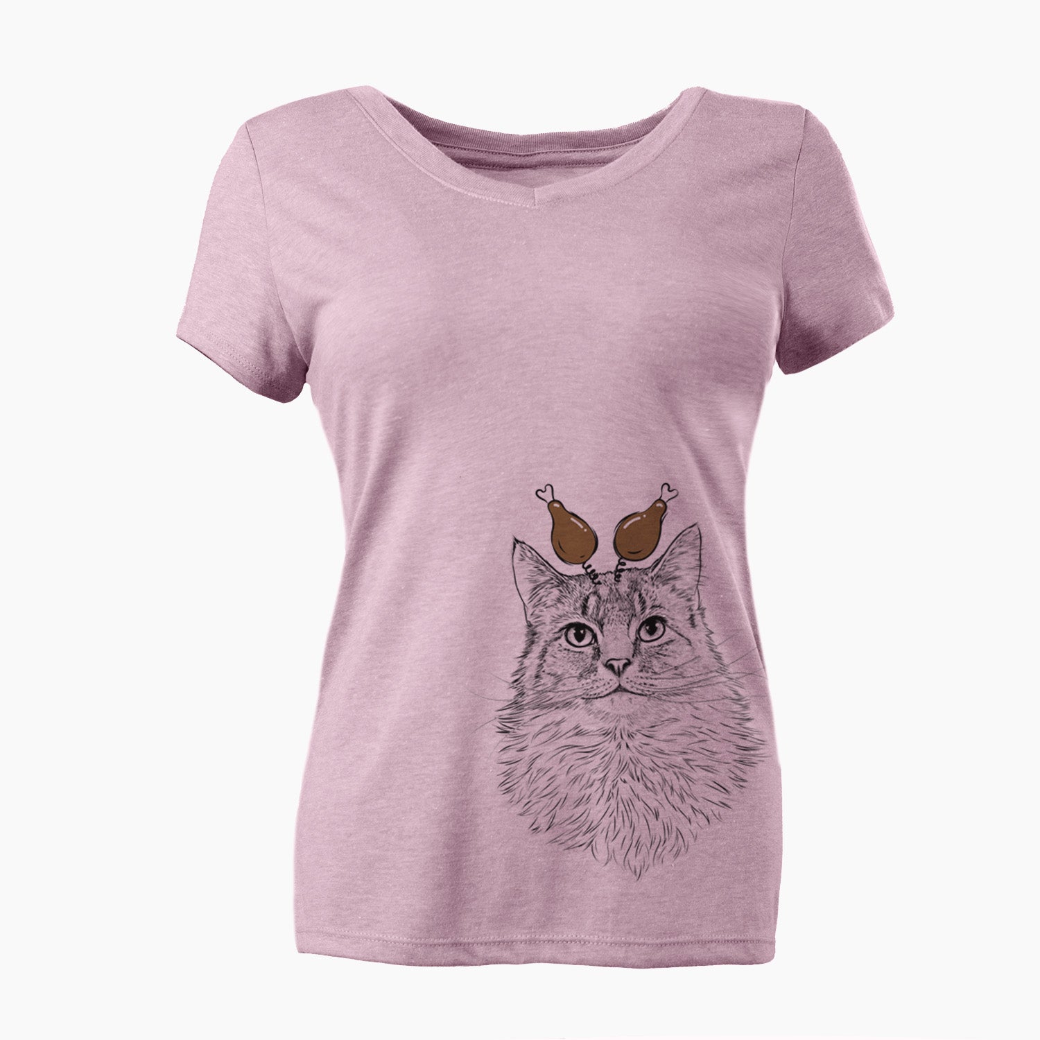 Thanksgiving Olive the Cat - Women's Perfect V-neck Shirt