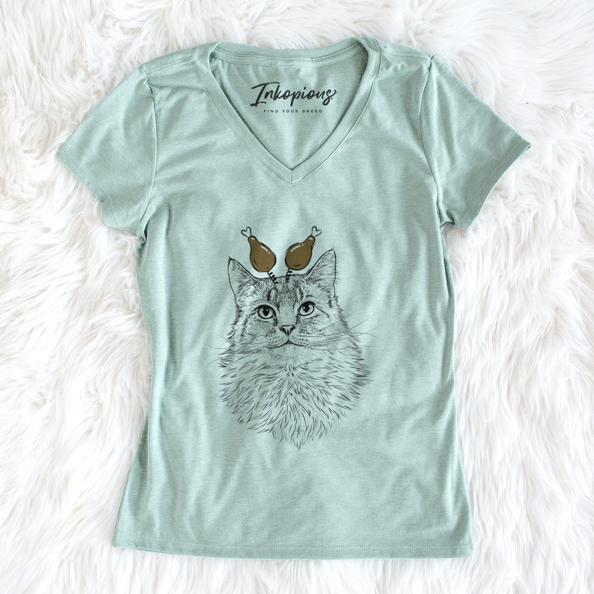 Thanksgiving Olive the Cat - Women's Perfect V-neck Shirt