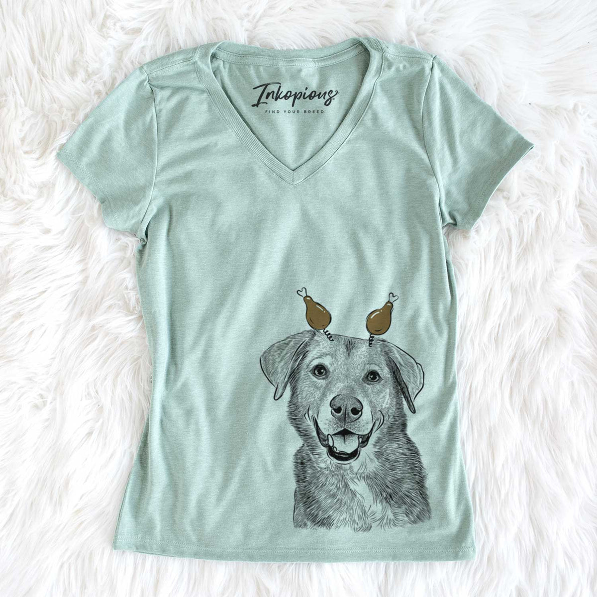 Thanksgiving Oliver the Mixed Breed - Women&#39;s V-neck Shirt