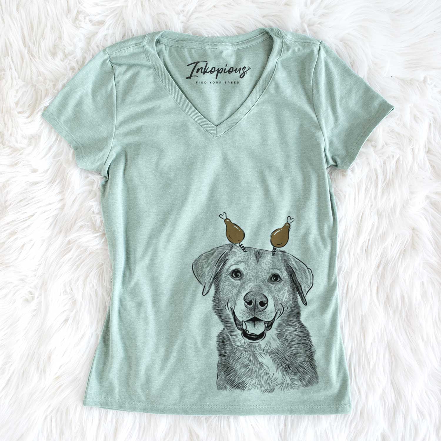 Thanksgiving Oliver the Mixed Breed - Women's V-neck Shirt