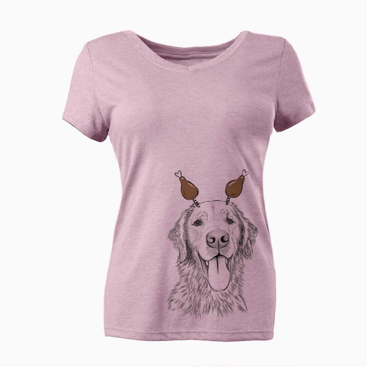 Thanksgiving Oliver Tredup the Golden Retriever - Women's V-neck Shirt