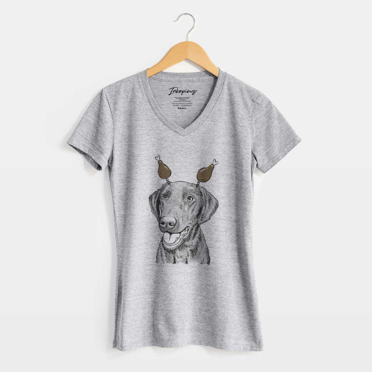 Thanksgiving Onyx the Labrador Retriever - Women's V-neck Shirt