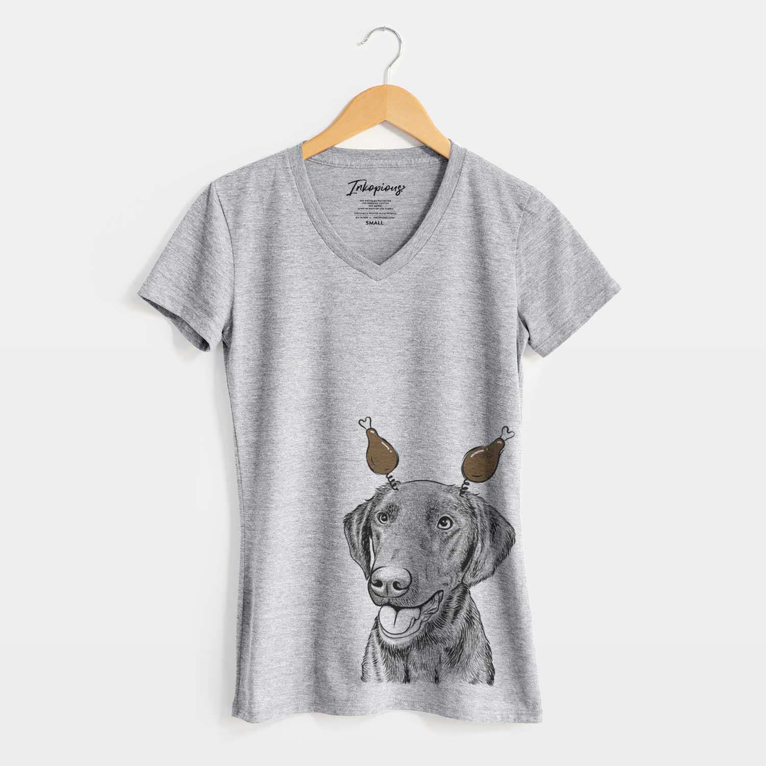 Thanksgiving Onyx the Labrador Retriever - Women's V-neck Shirt