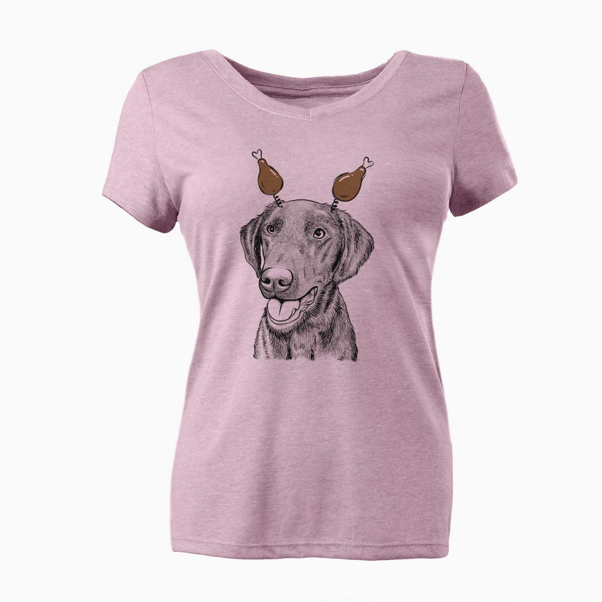 Thanksgiving Onyx the Labrador Retriever - Women's V-neck Shirt