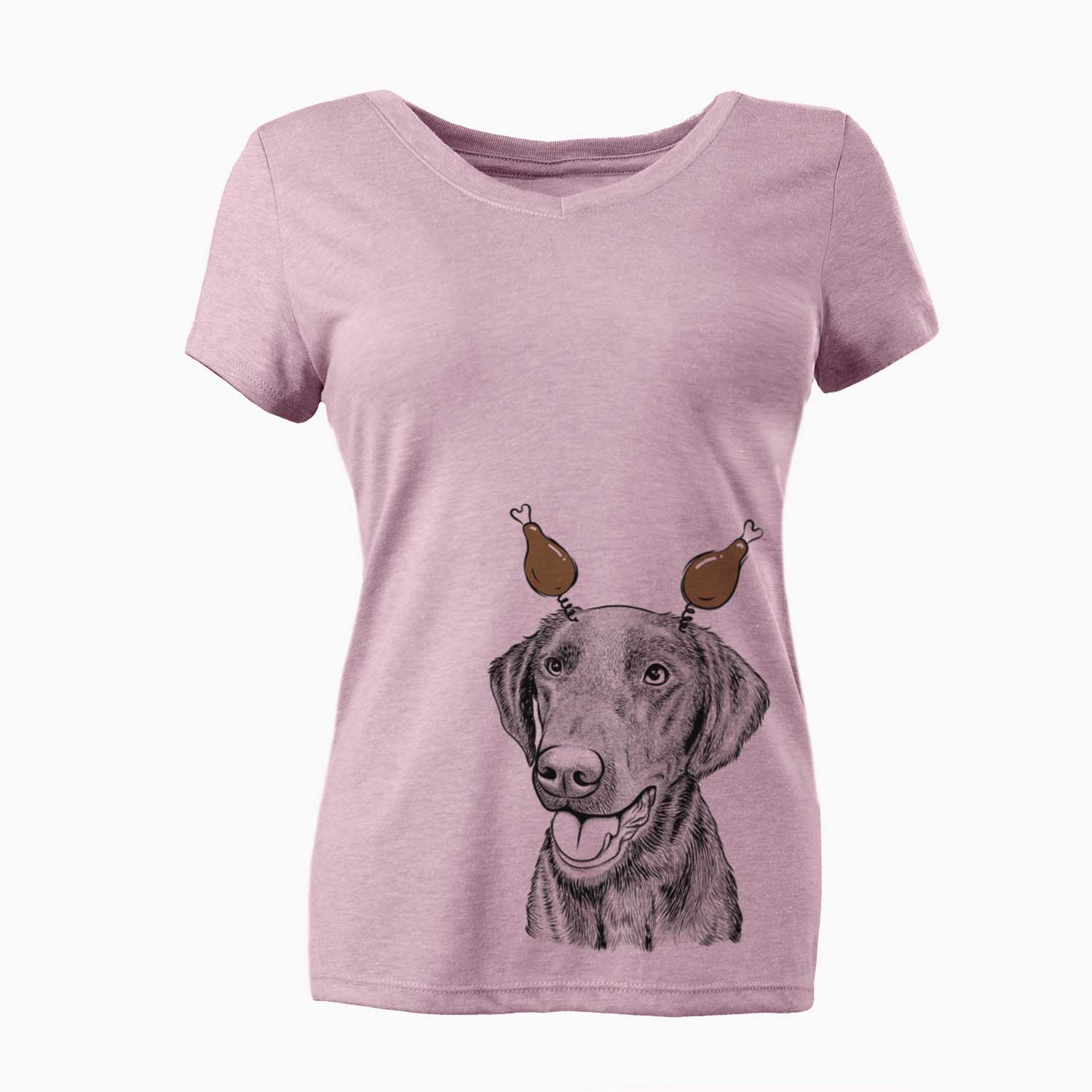 Thanksgiving Onyx the Labrador Retriever - Women's V-neck Shirt