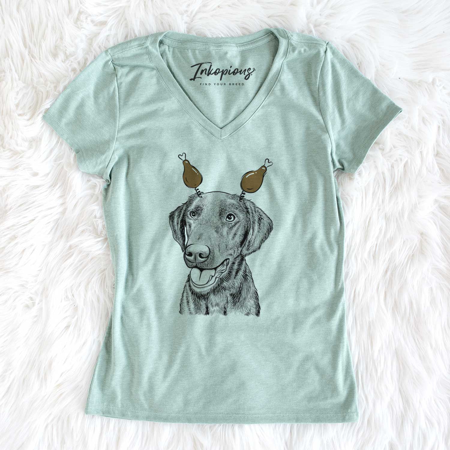 Thanksgiving Onyx the Labrador Retriever - Women's V-neck Shirt