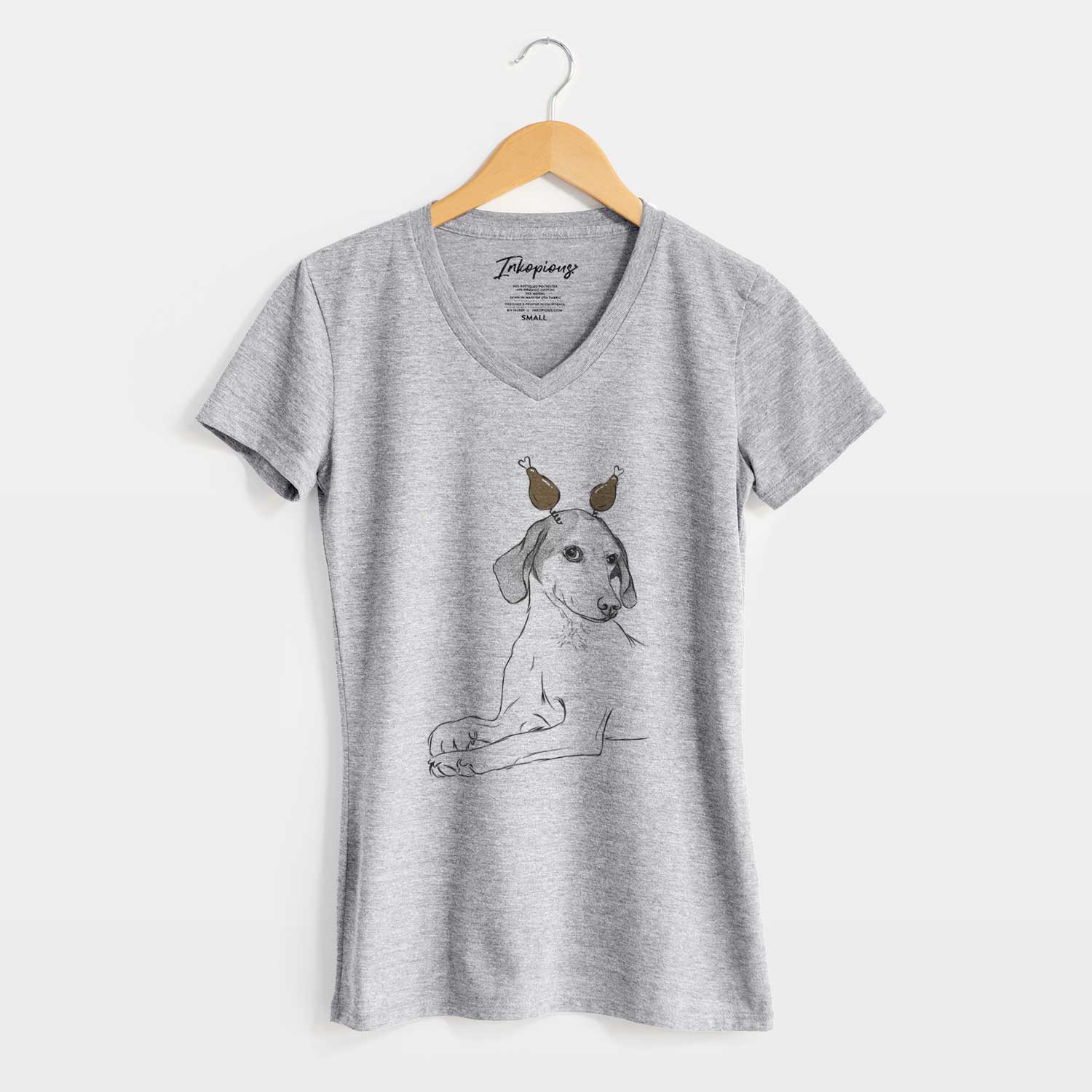 Thanksgiving Opie the Foxhound - Women's V-neck Shirt