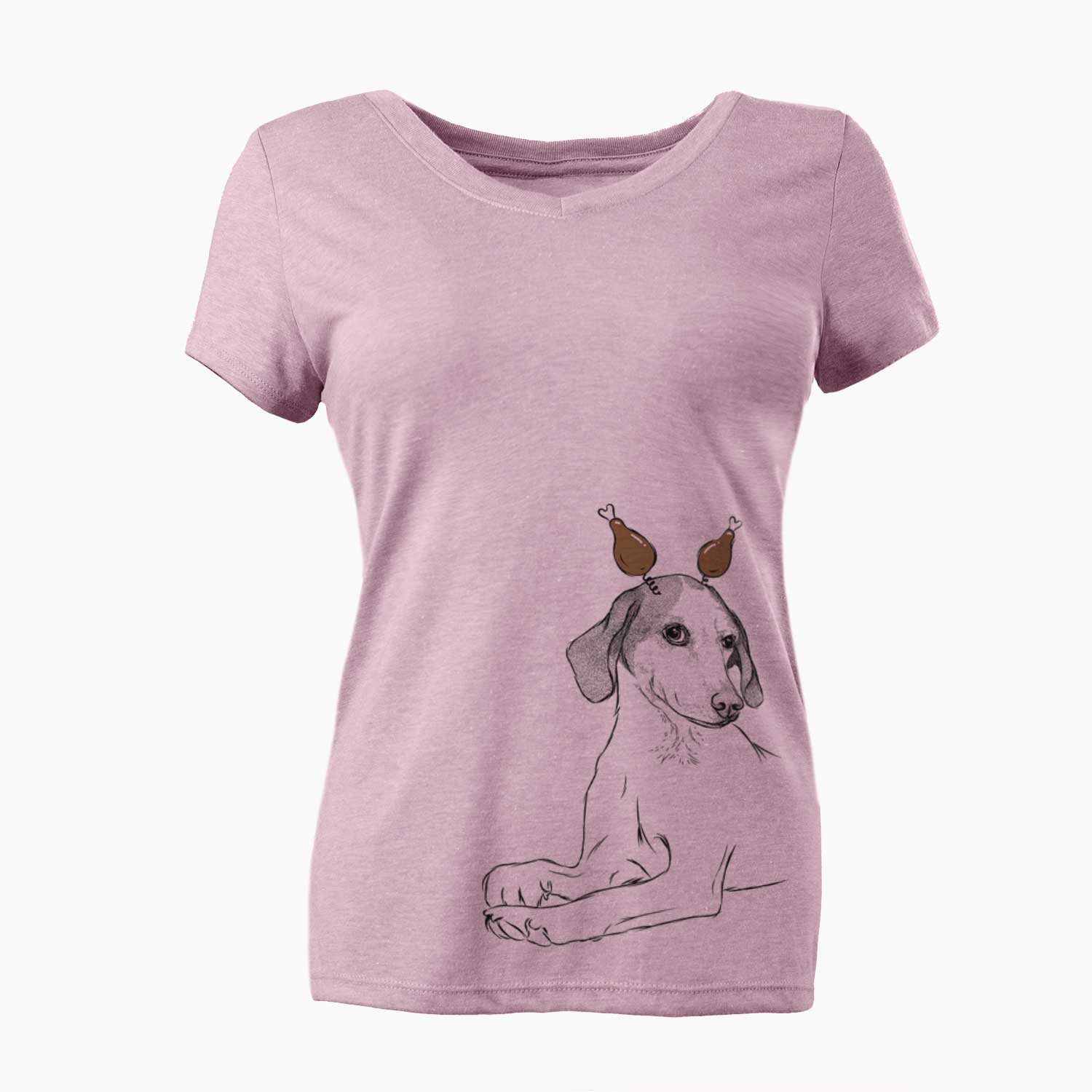 Thanksgiving Opie the Foxhound - Women's V-neck Shirt