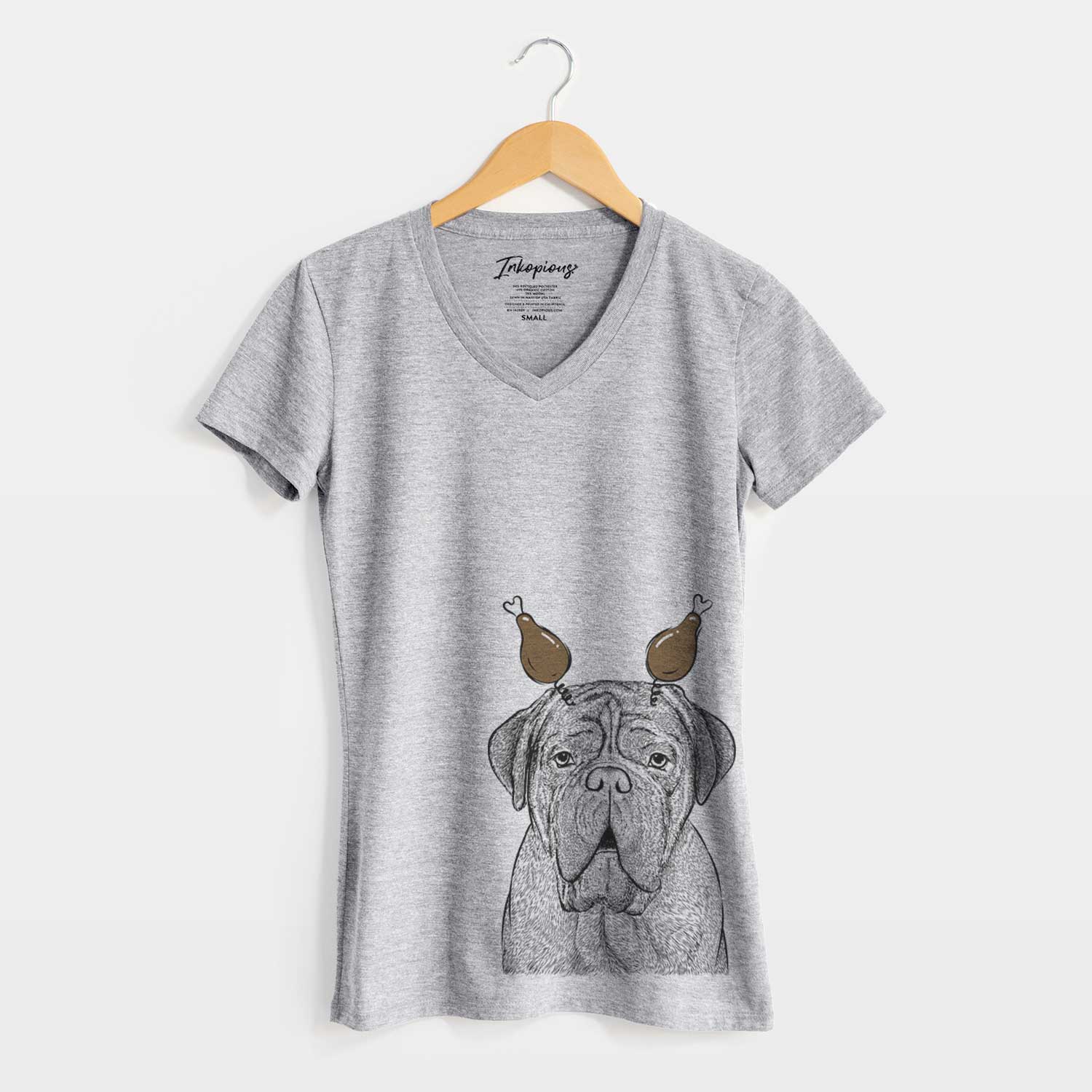 Thanksgiving Optimus the Dogue de Bordeaux - Women's V-neck Shirt